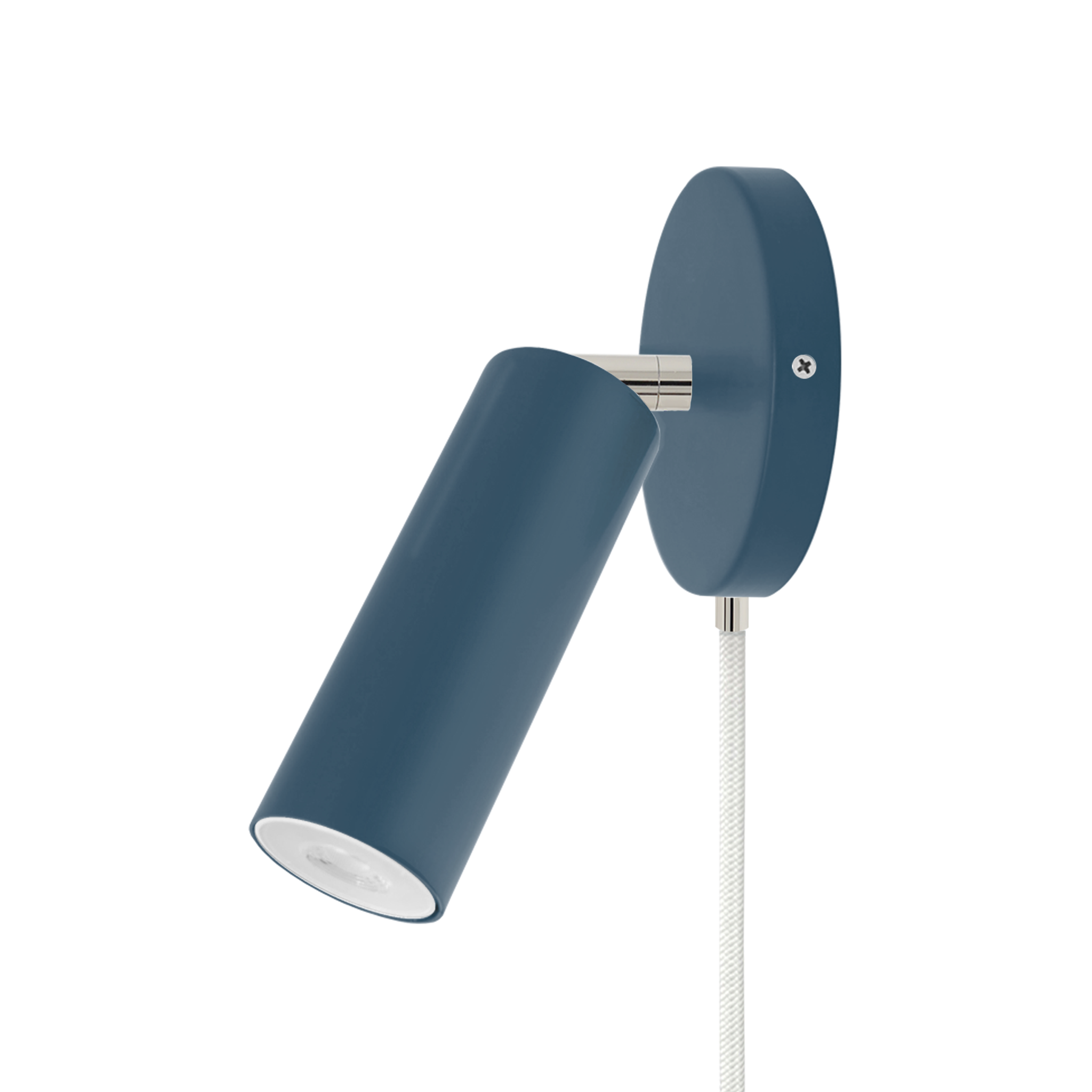 Nickel and slate blue color Reader plug-in sconce no arm Dutton Brown lighting