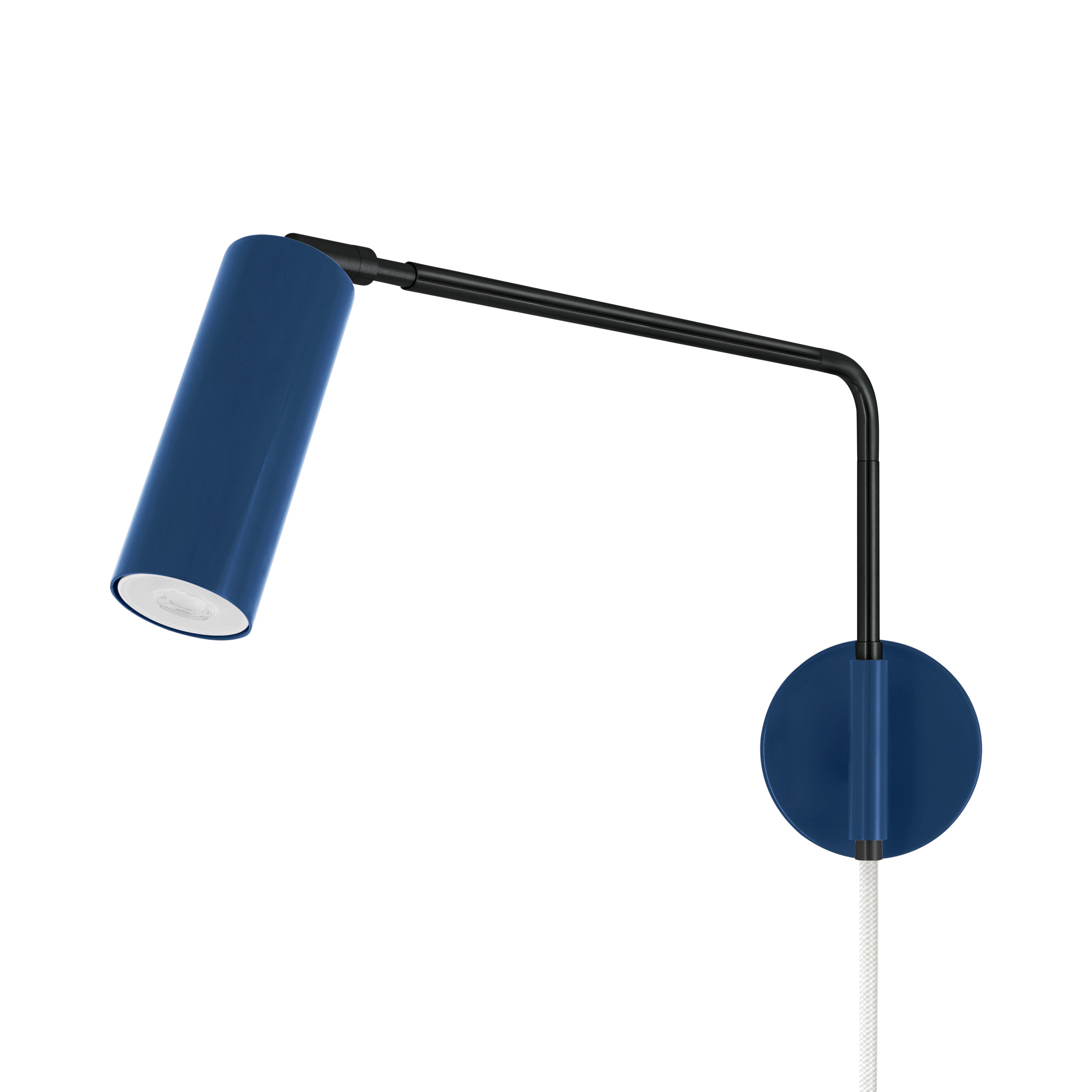 Black and cobalt color Reader Swing Arm plug-in sconce Dutton Brown lighting