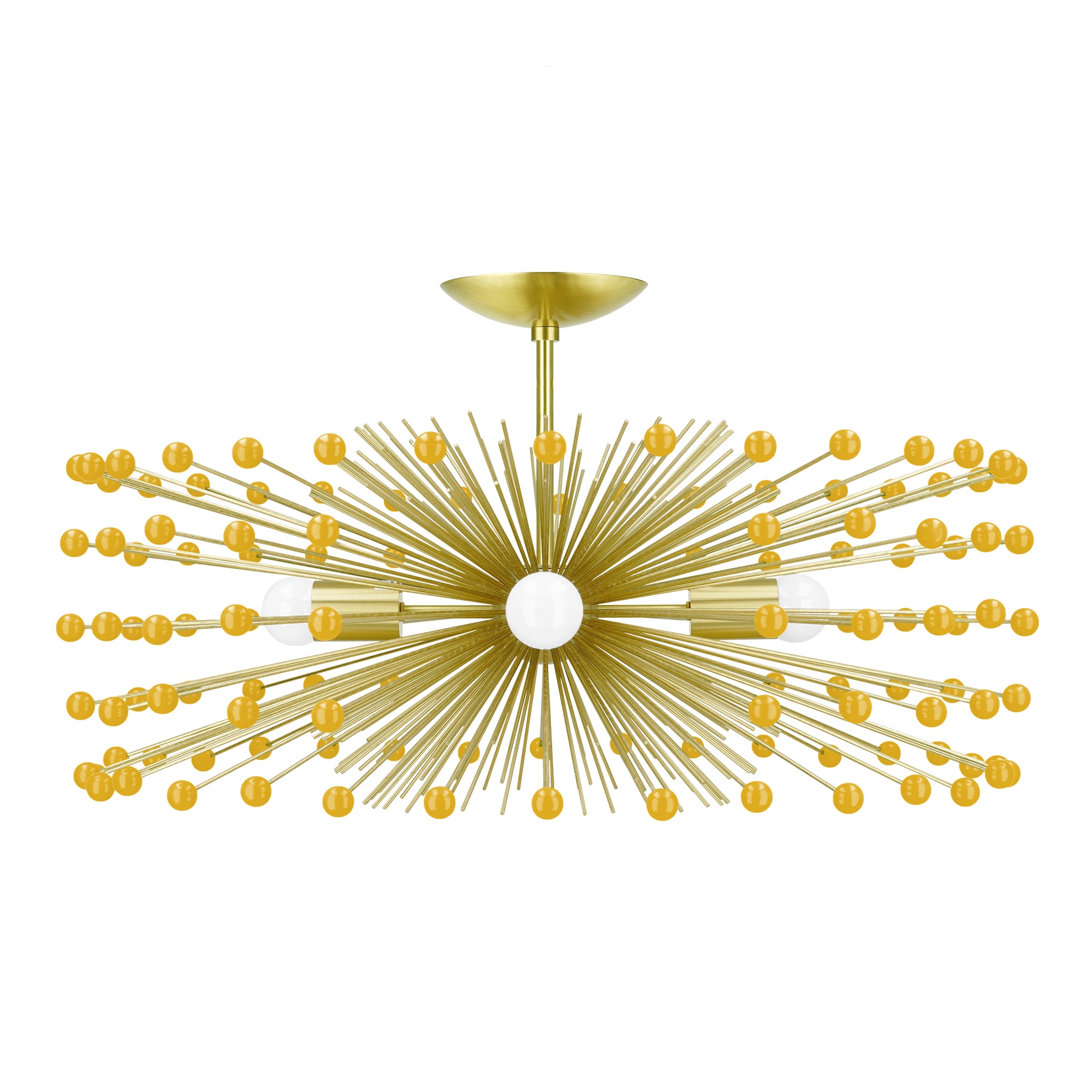 Brass and ochre color Beaded Urchin flush mount 27" Dutton Brown lighting