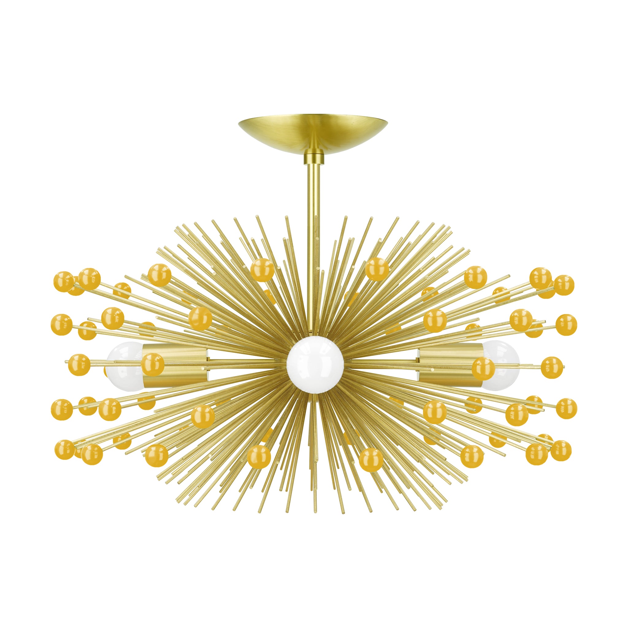 Brass and ochre color Beaded Urchin flush mount 20" Dutton Brown lighting