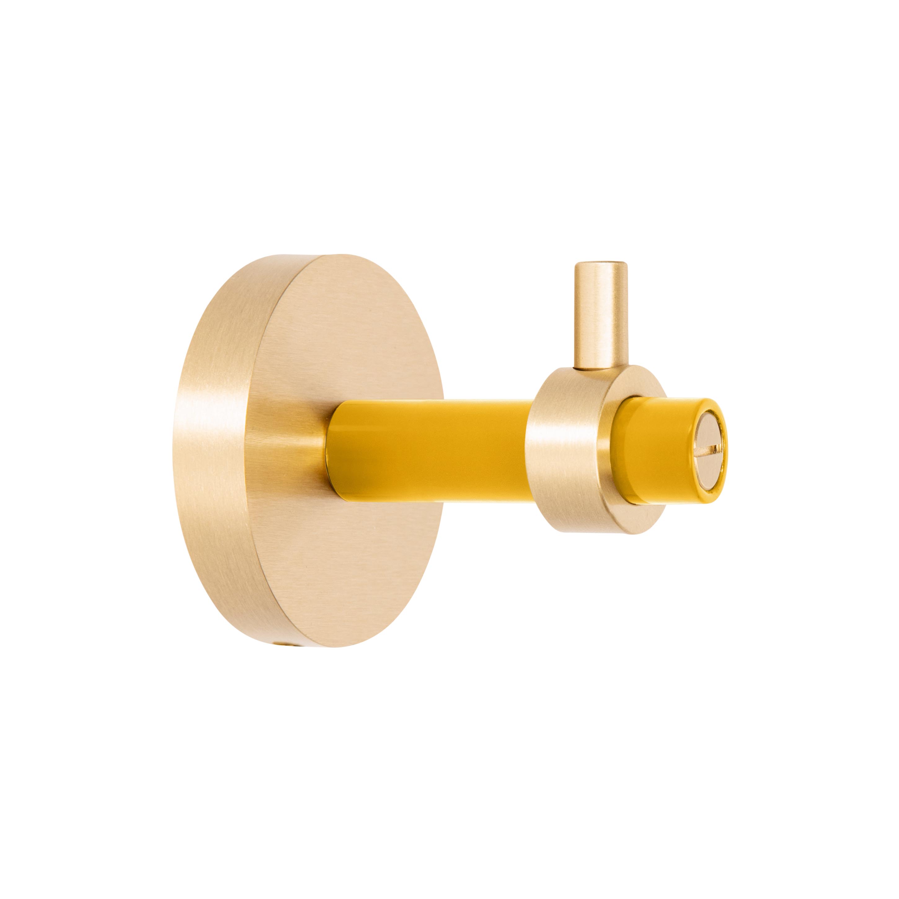 Brass and ochre color Caliber hook Dutton Brown hardware