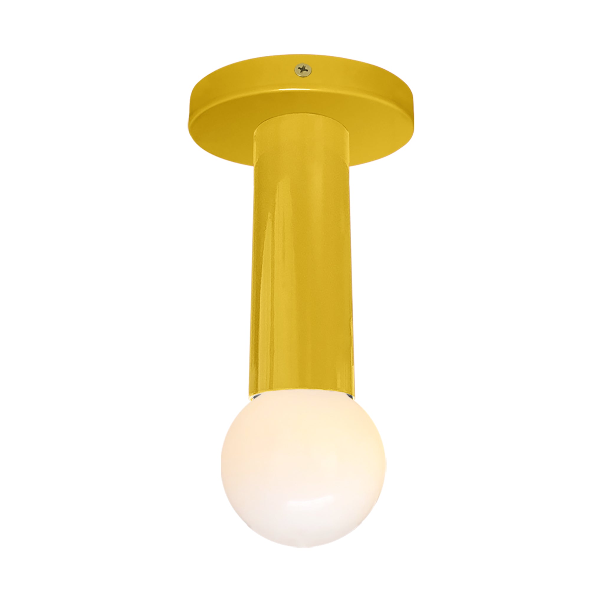 Brass and ochre color Eureka flush mount Dutton Brown lighting