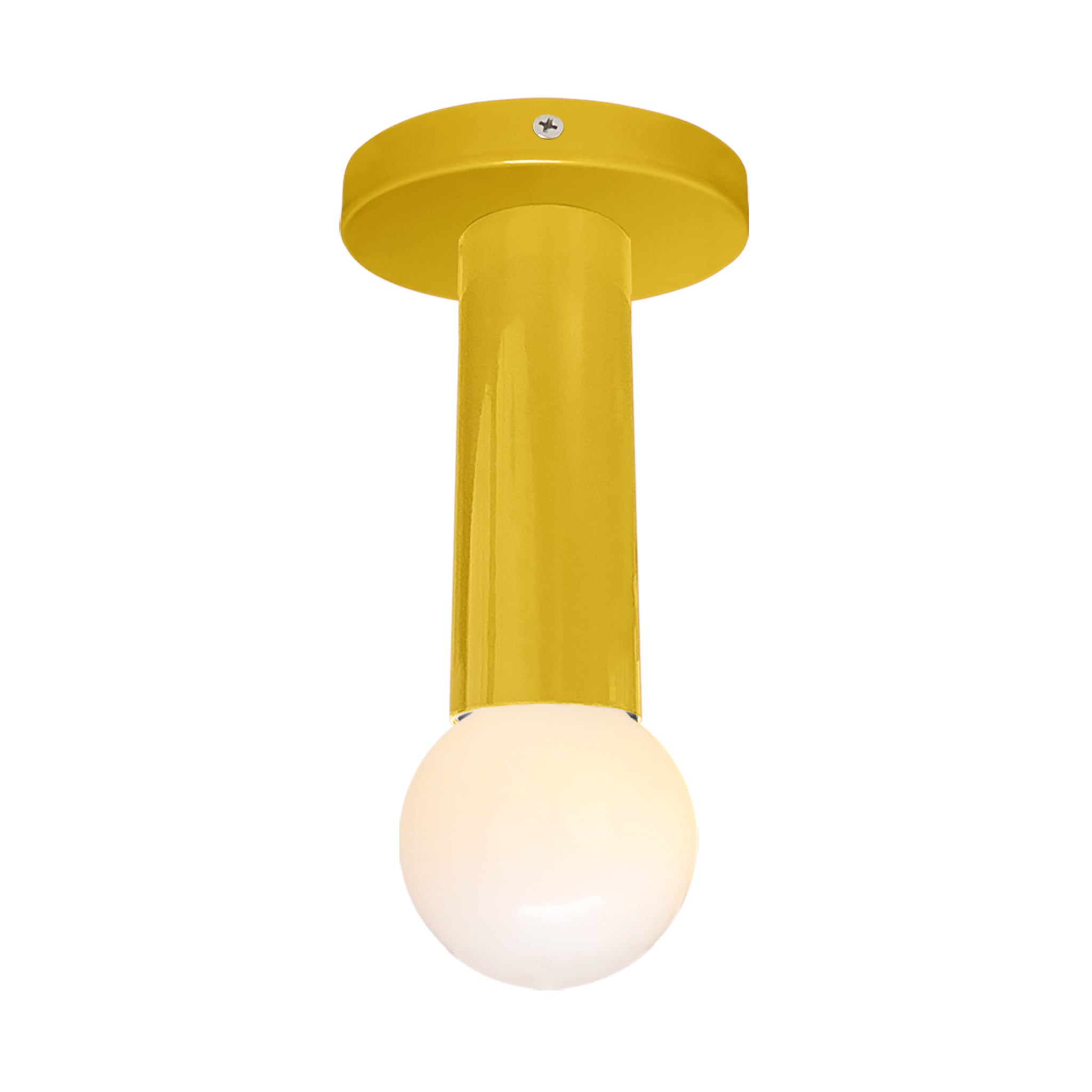 Nickel and ochre color Eureka flush mount Dutton Brown lighting