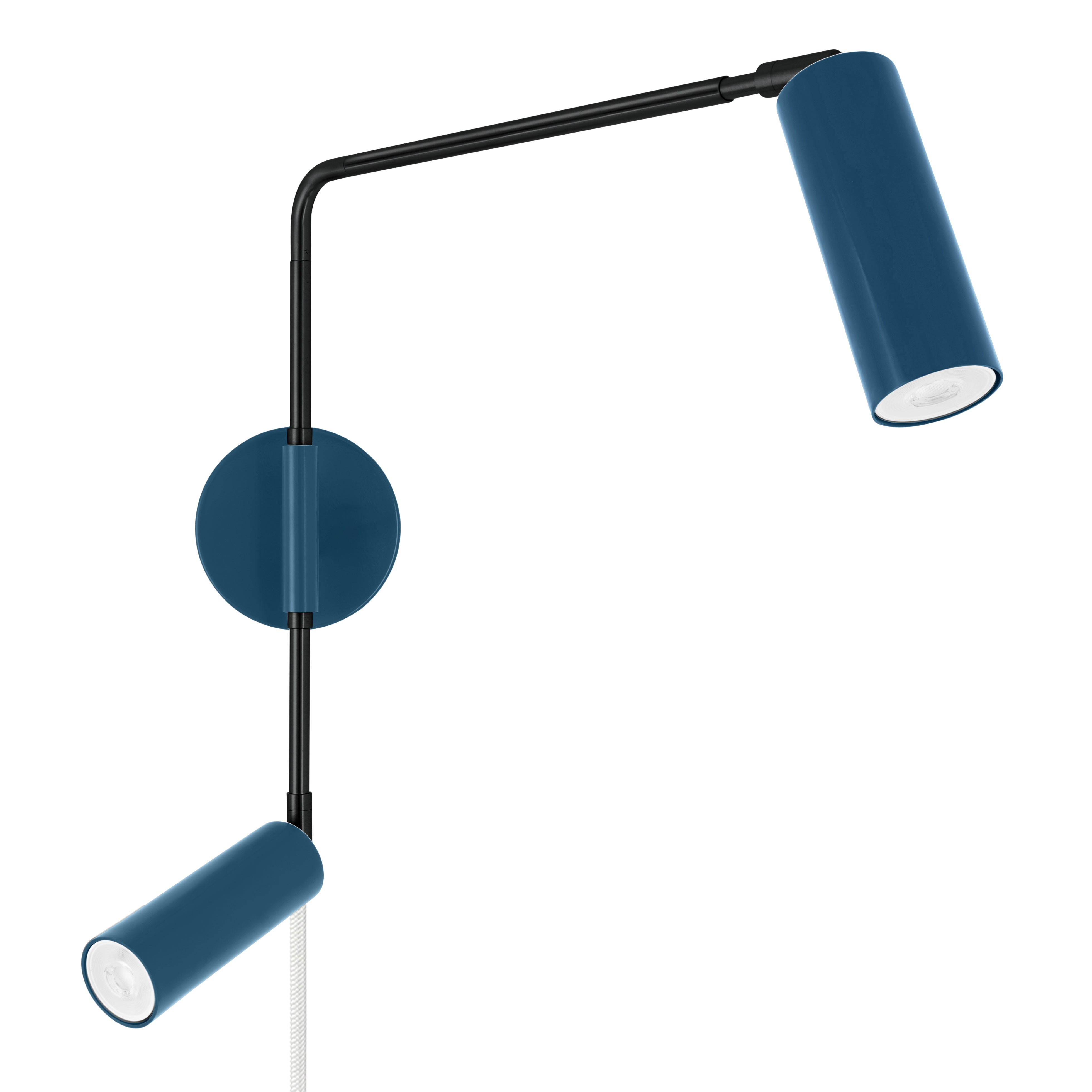 Black and slate blue color Reader Double Swing Arm plug-in sconce Dutton Brown lighting