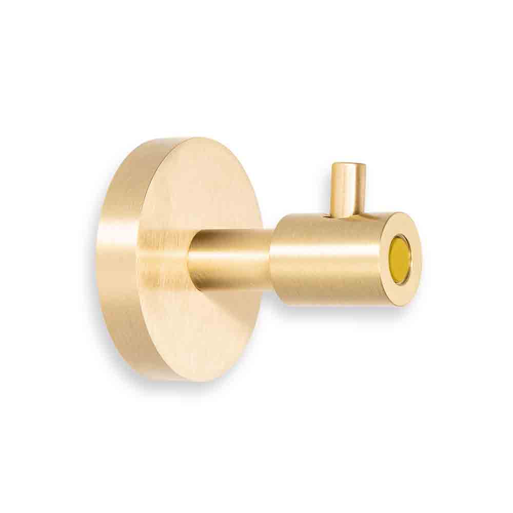 Brass and ochre color Head hook Dutton Brown hardware