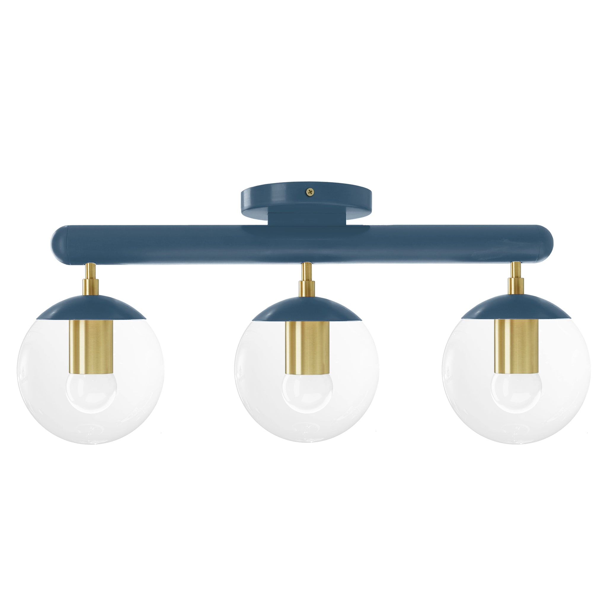 Brass and slate blue color Icon 3 flush mount Dutton Brown lighting