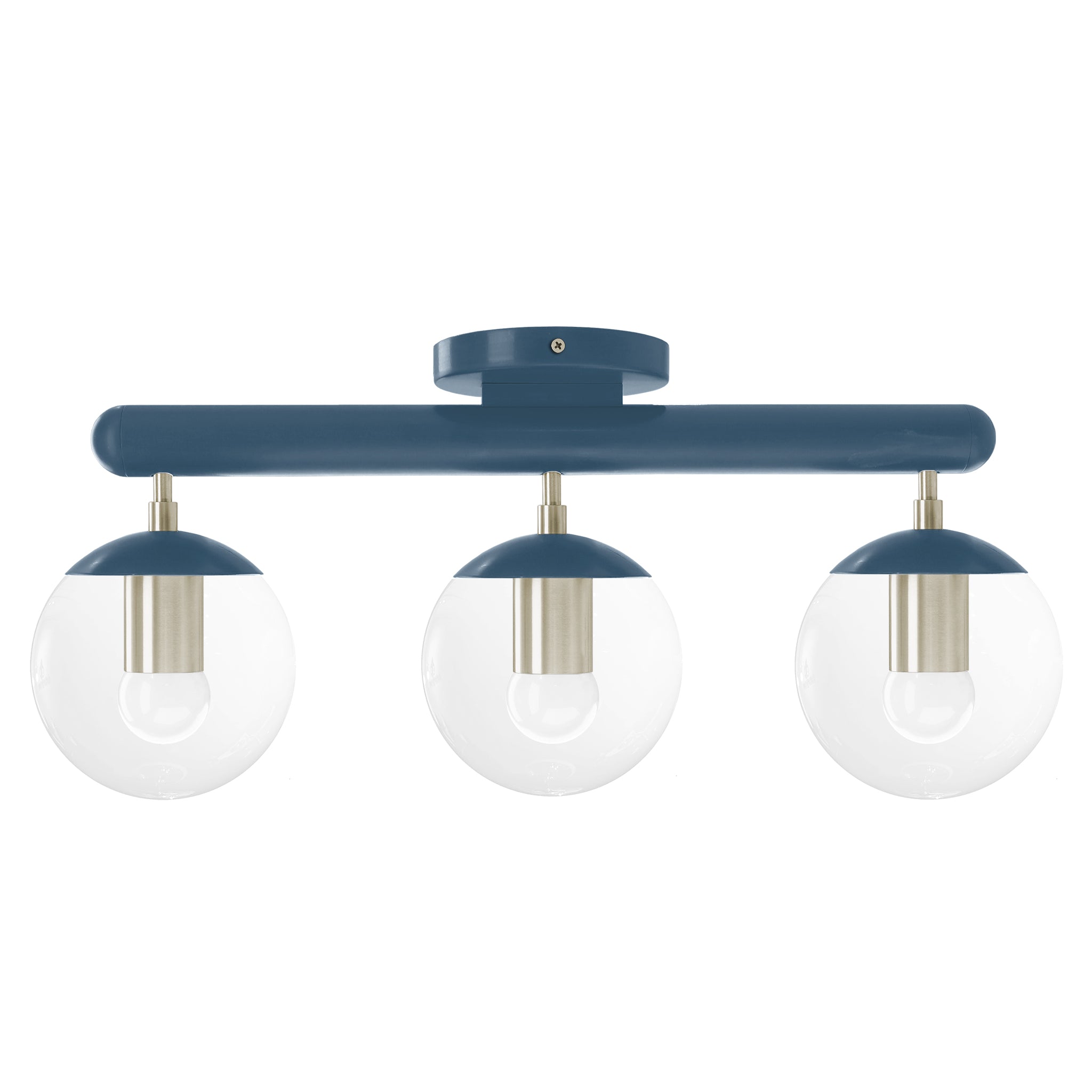 Nickel and slate blue color Icon 3 flush mount Dutton Brown lighting