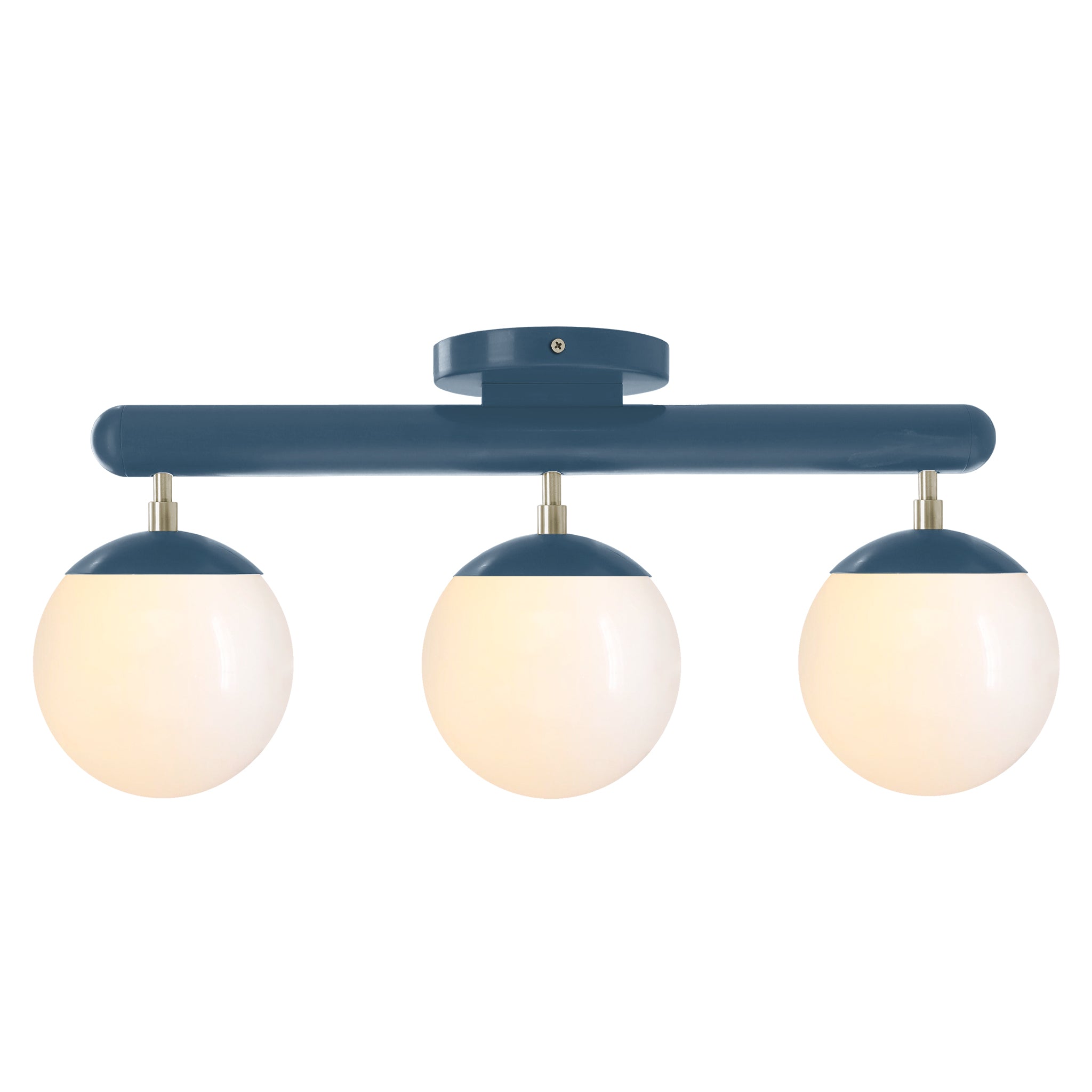 Nickel and slate blue color Icon 3 flush mount Dutton Brown lighting