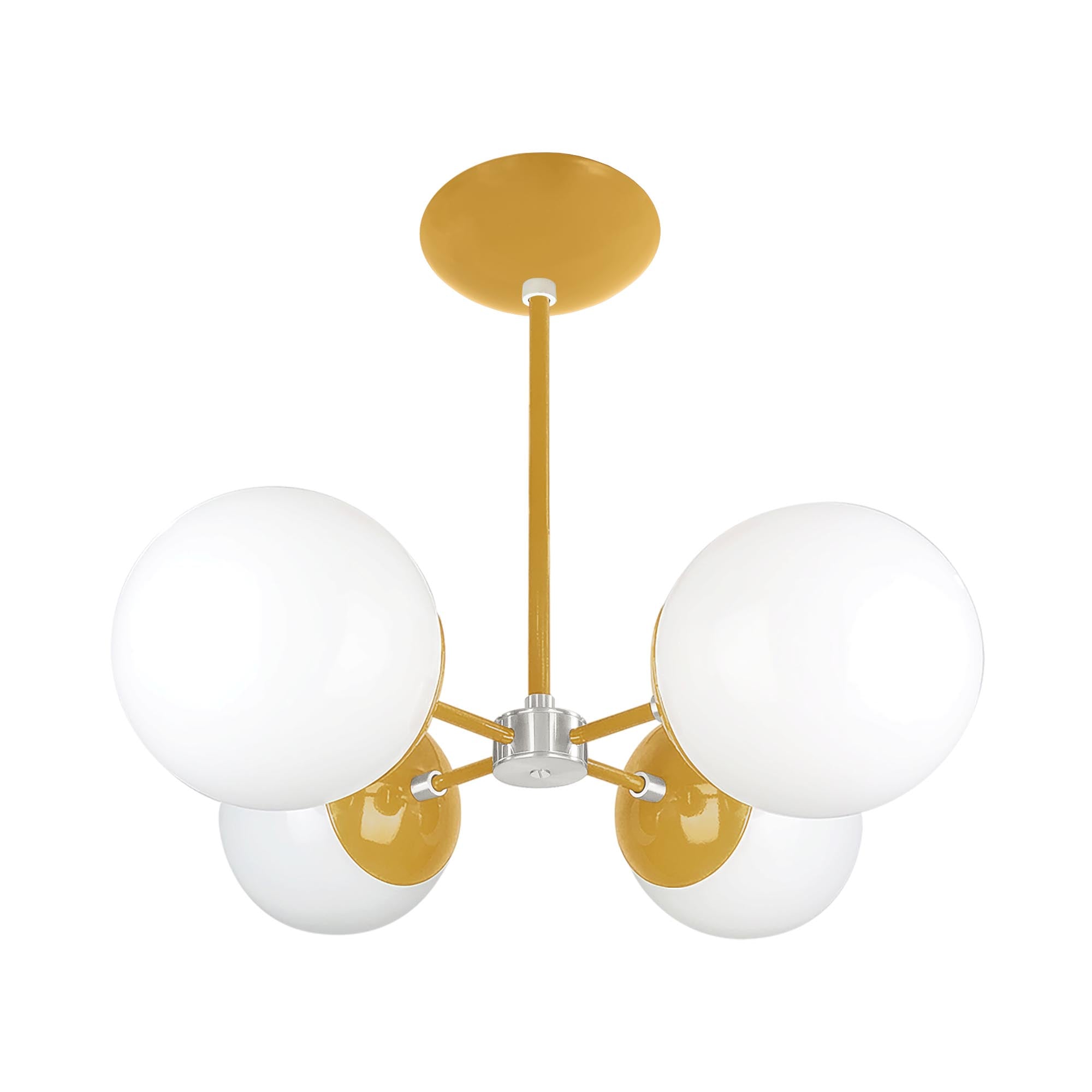 Nickel and ochre color Orbi chandelier Dutton Brown lighting
