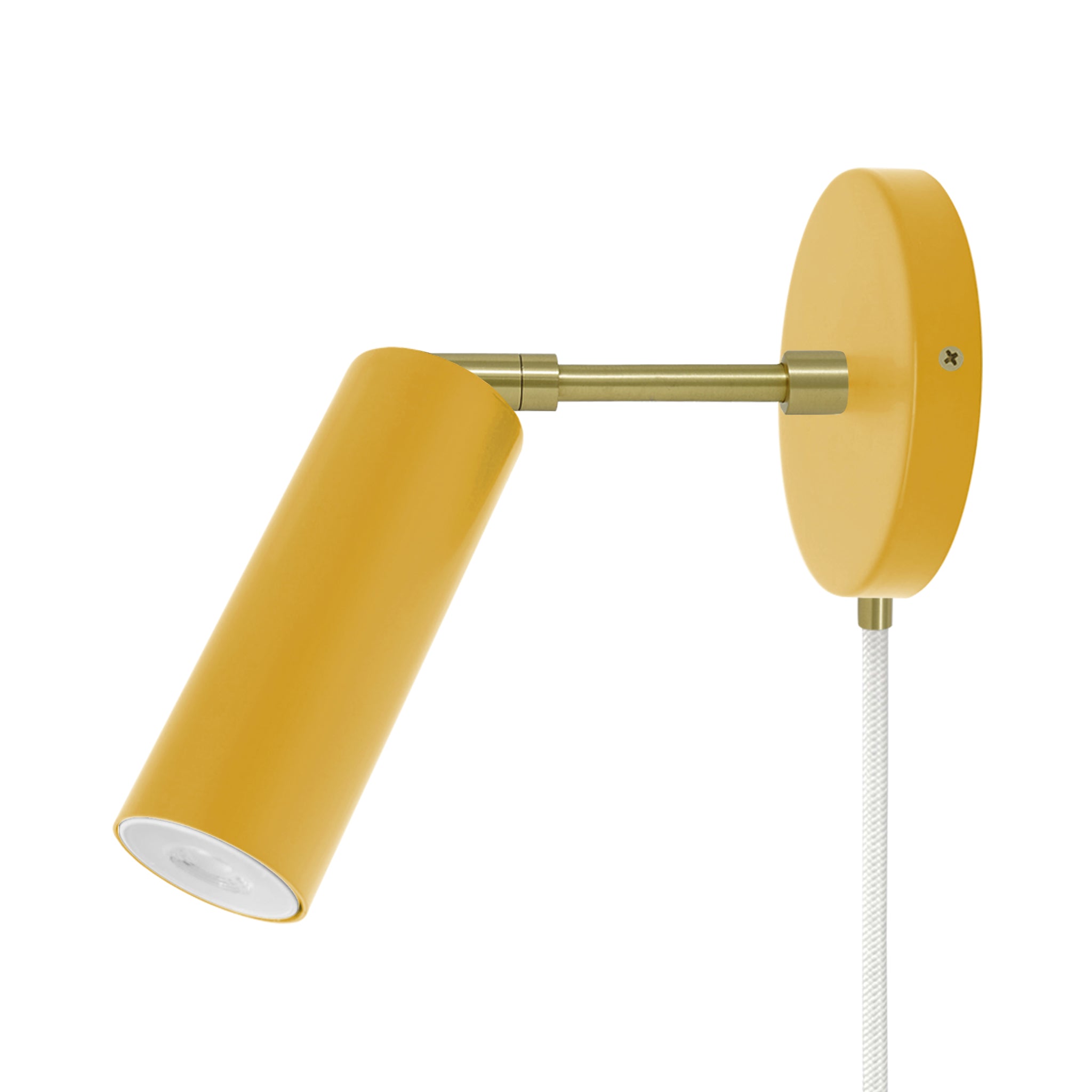 Brass and ochre color Reader plug-in sconce 3" arm Dutton Brown lighting