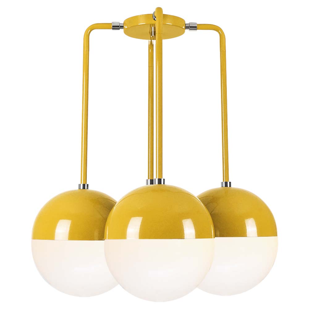 Nickel and ochre color Tetra chandelier Dutton Brown lighting