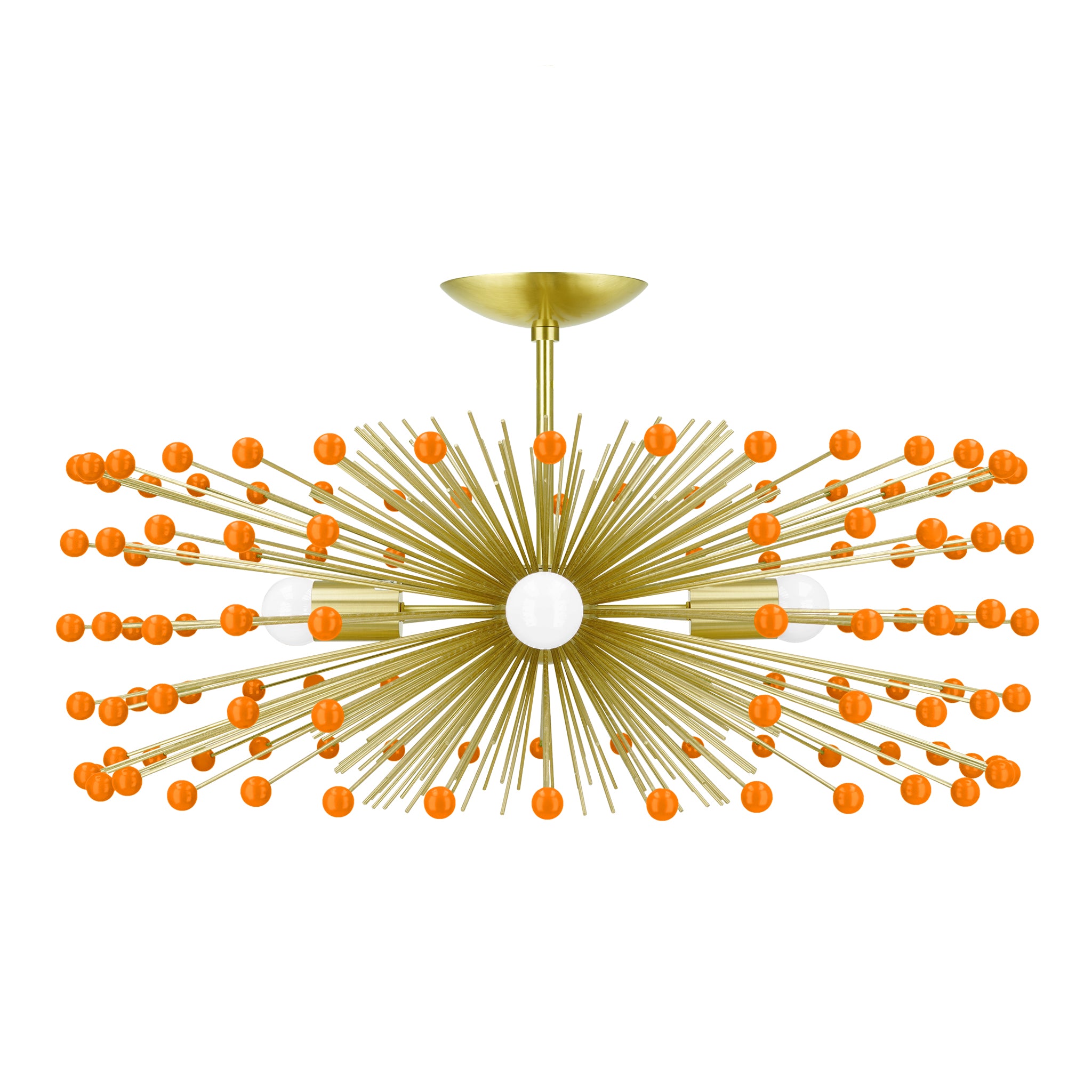 Brass and orange color Beaded Urchin flush mount 27" Dutton Brown lighting