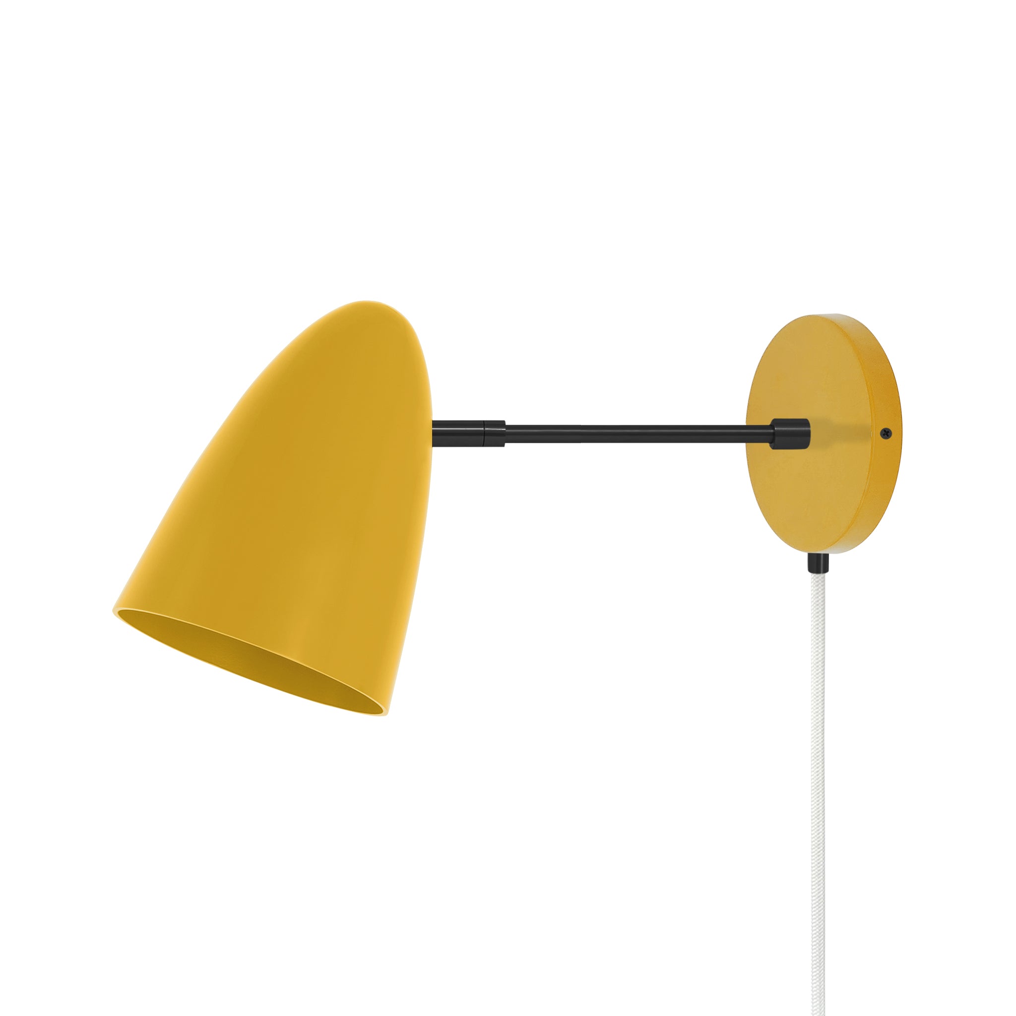 Black and ochre color Boom plug-in sconce 6" arm Dutton Brown lighting