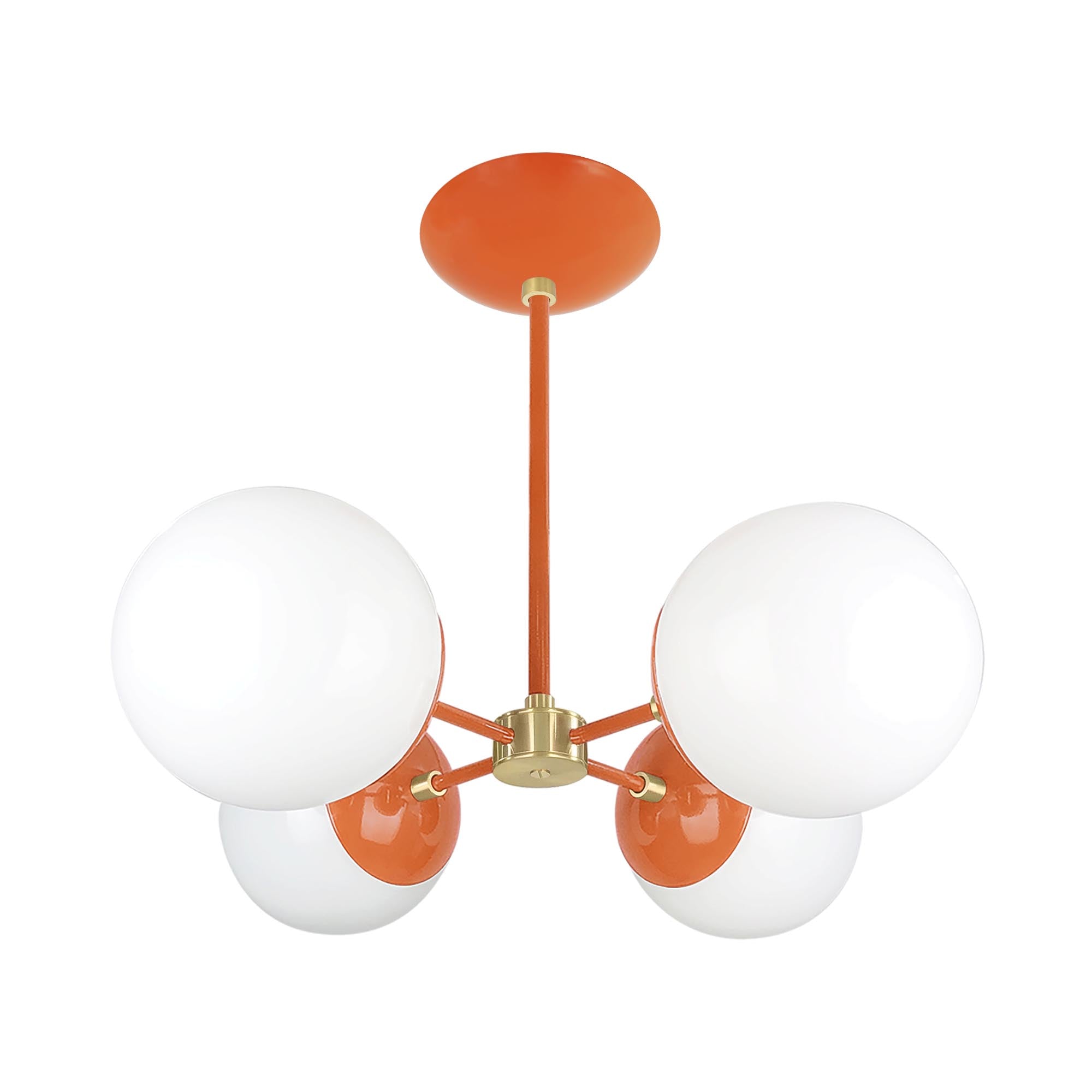 Brass and orange color Orbi chandelier Dutton Brown lighting
