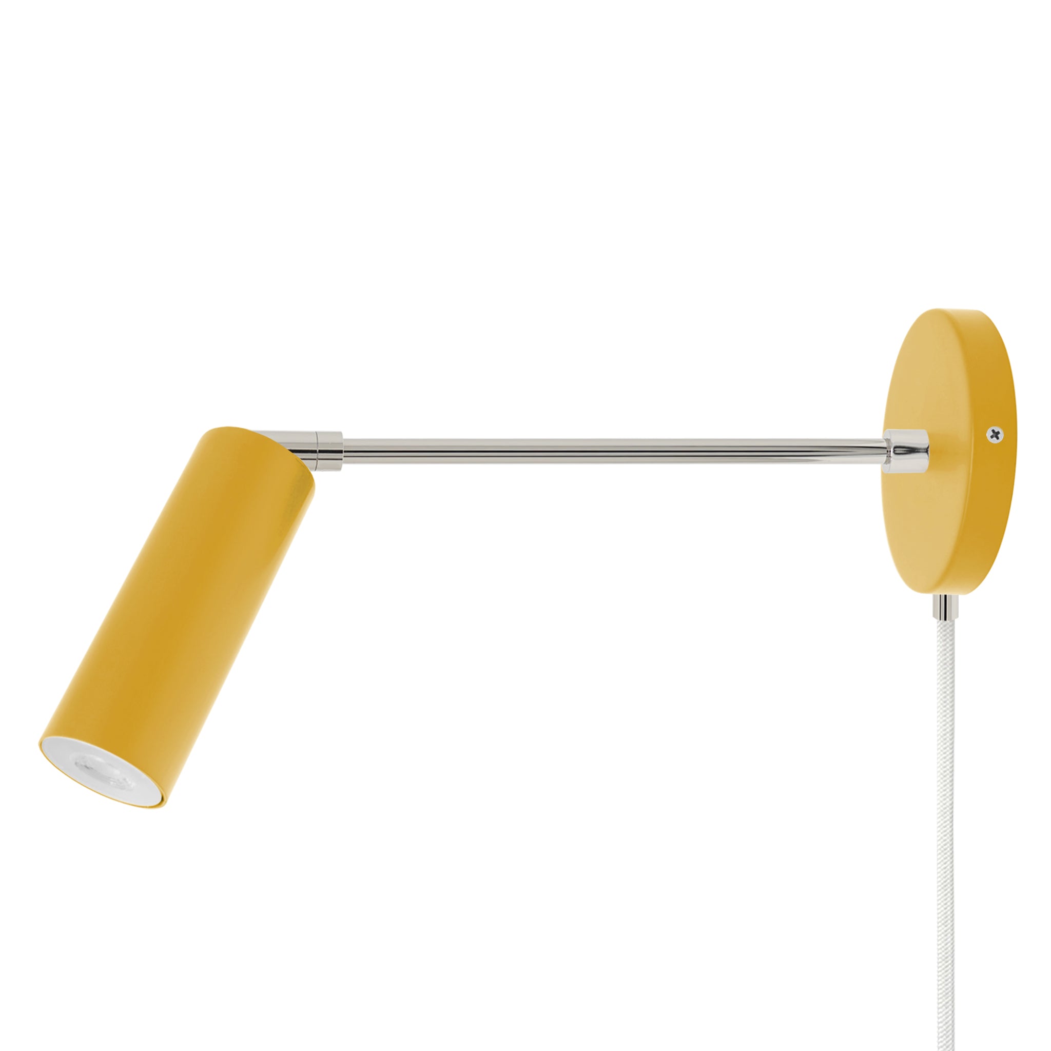Nickel and ochre color Reader plug-in sconce 10" arm Dutton Brown lighting