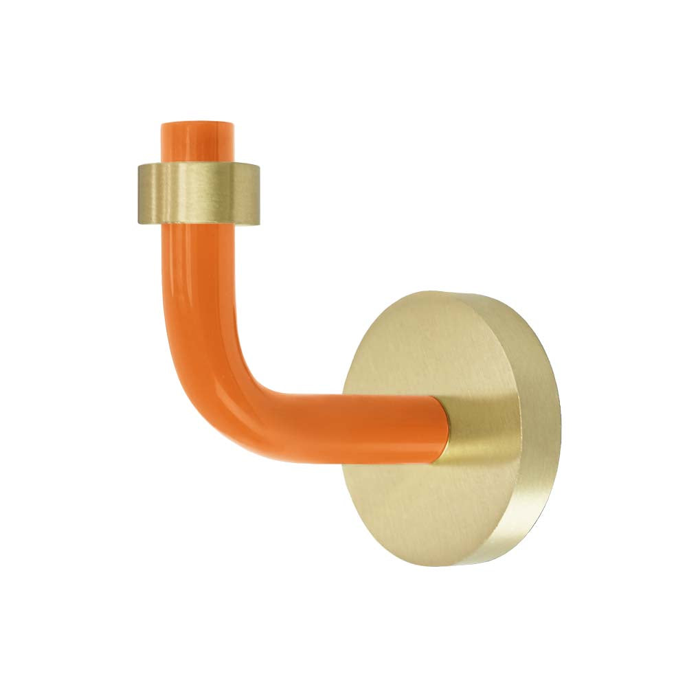 Brass and orange color Snug hook Dutton Brown hardware