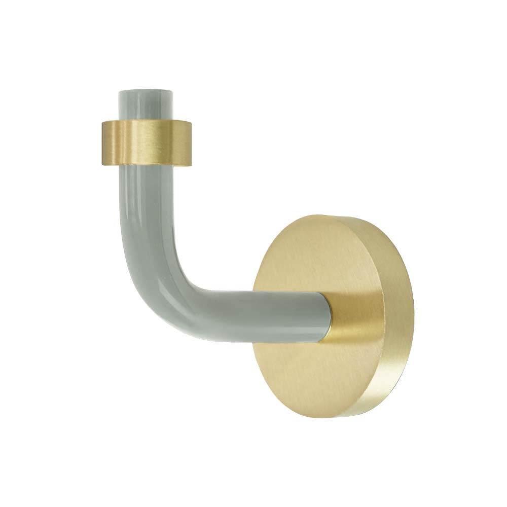 Brass and spa color Snug hook Dutton Brown hardware