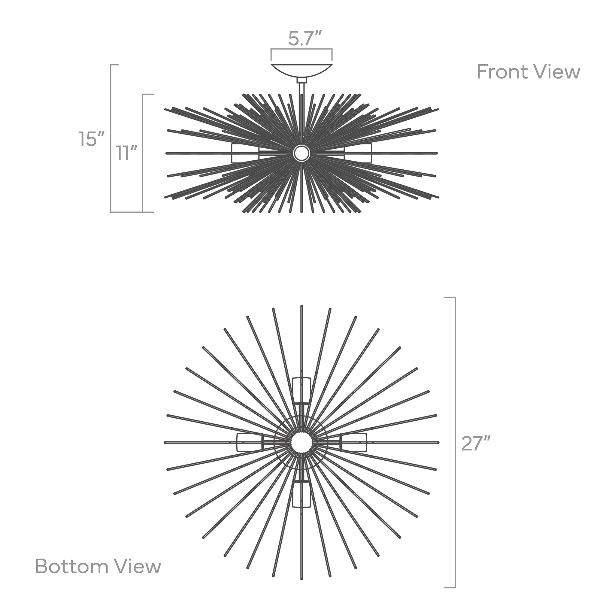 ISO drawing Urchin flush mount 27" Dutton Brown lighting