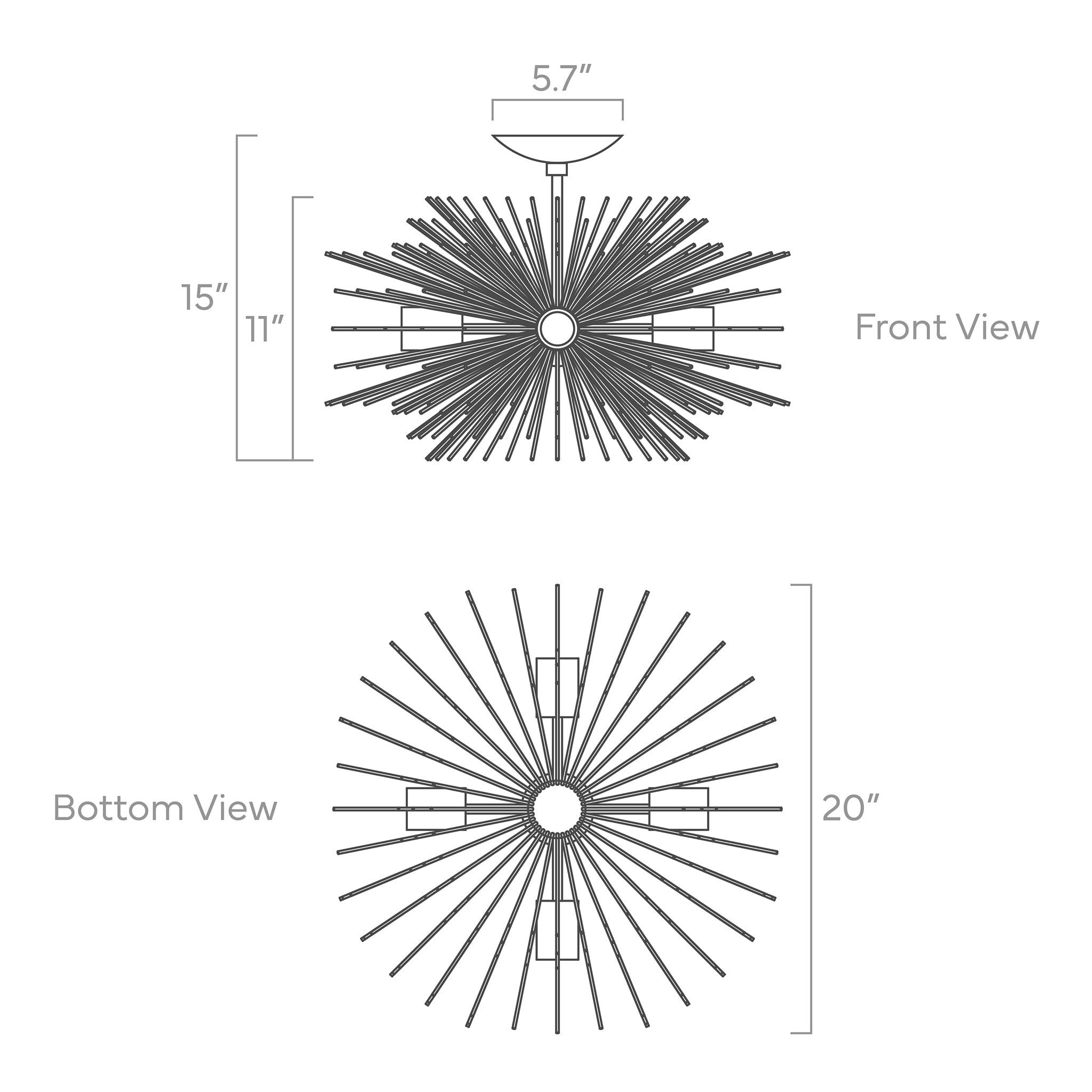 ISO drawing Urchin flush mount 20" Dutton Brown lighting