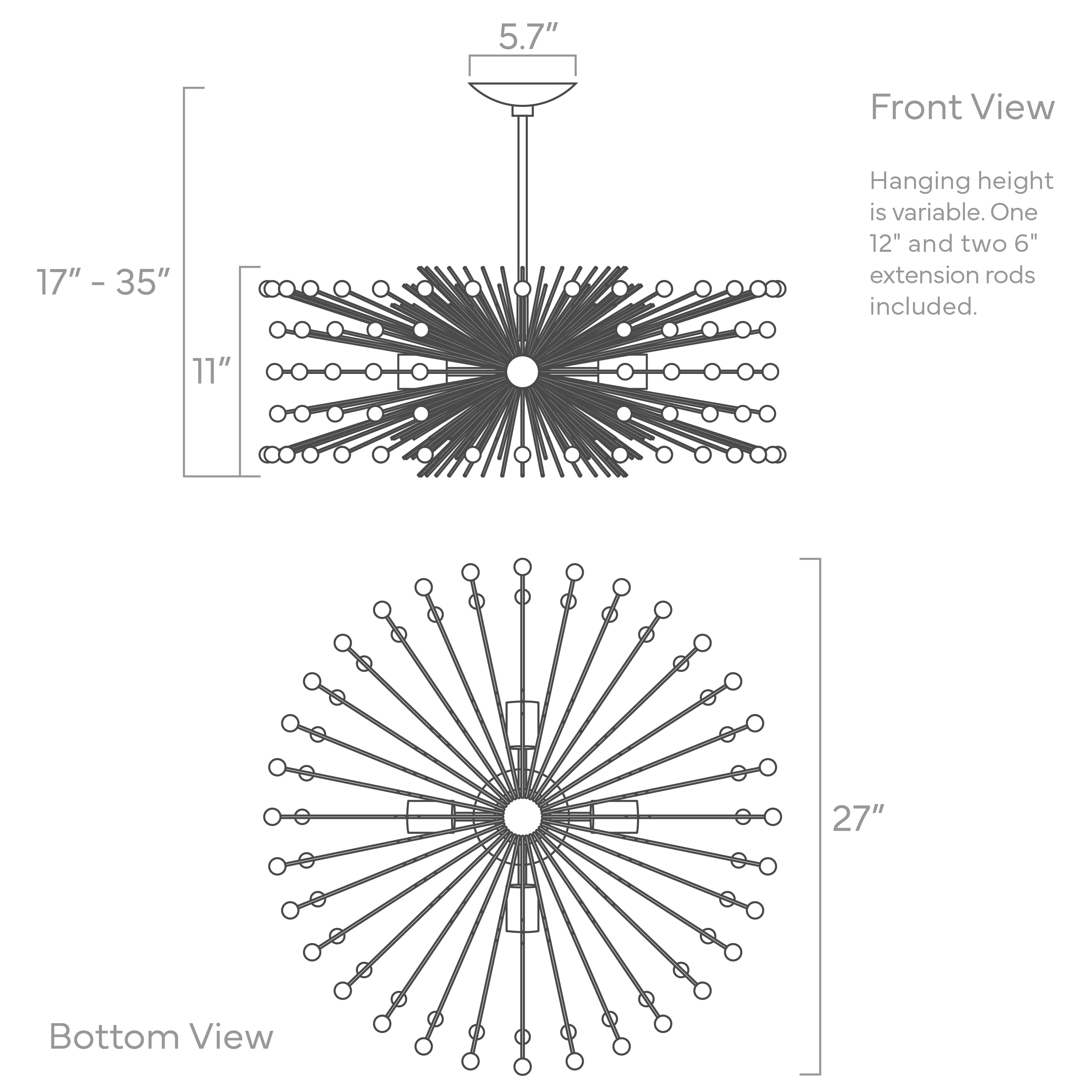 ISO drawing color Beaded Urchin chandelier 27" Dutton Brown lighting