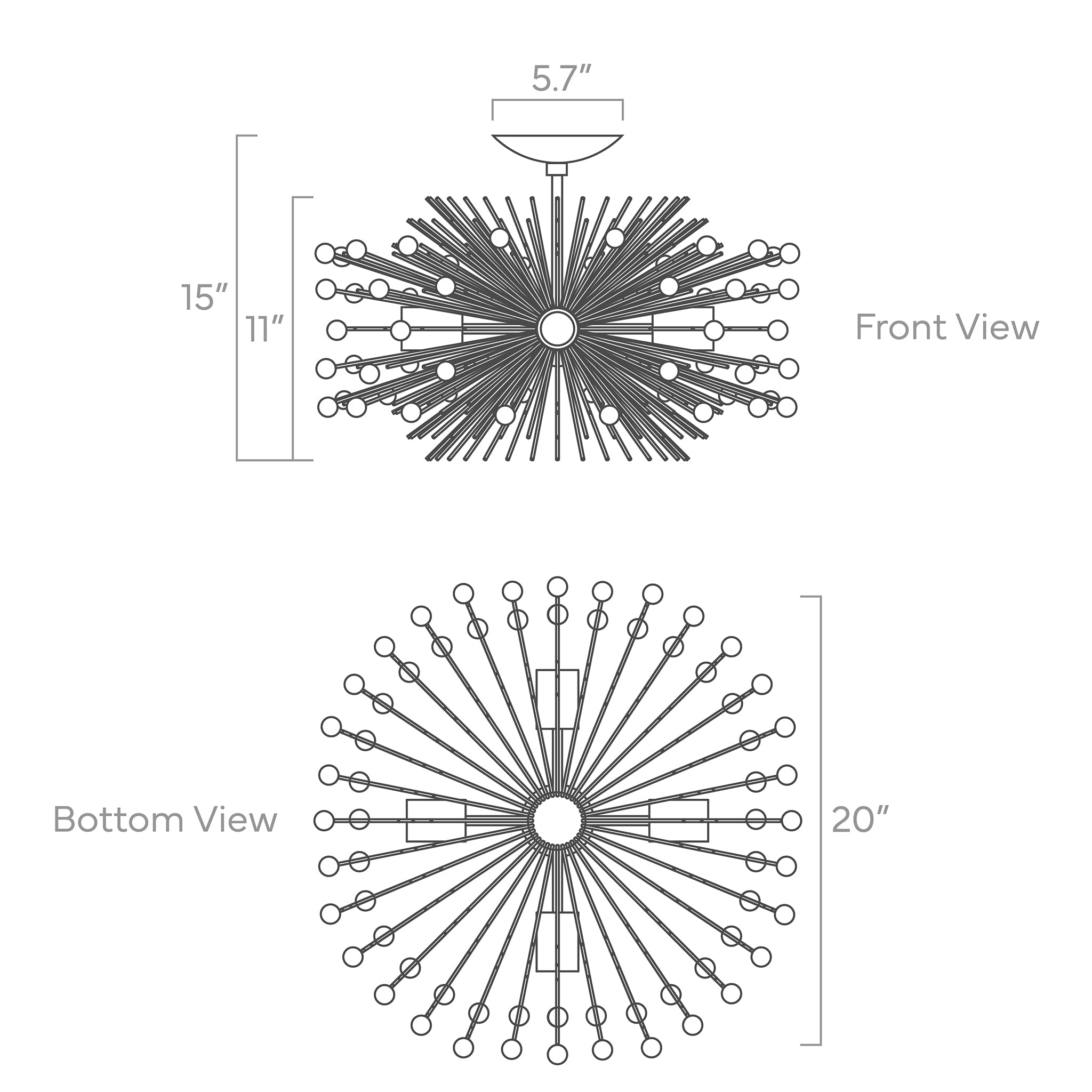 ISO drawing color Beaded Urchin flush mount 20" Dutton Brown lighting