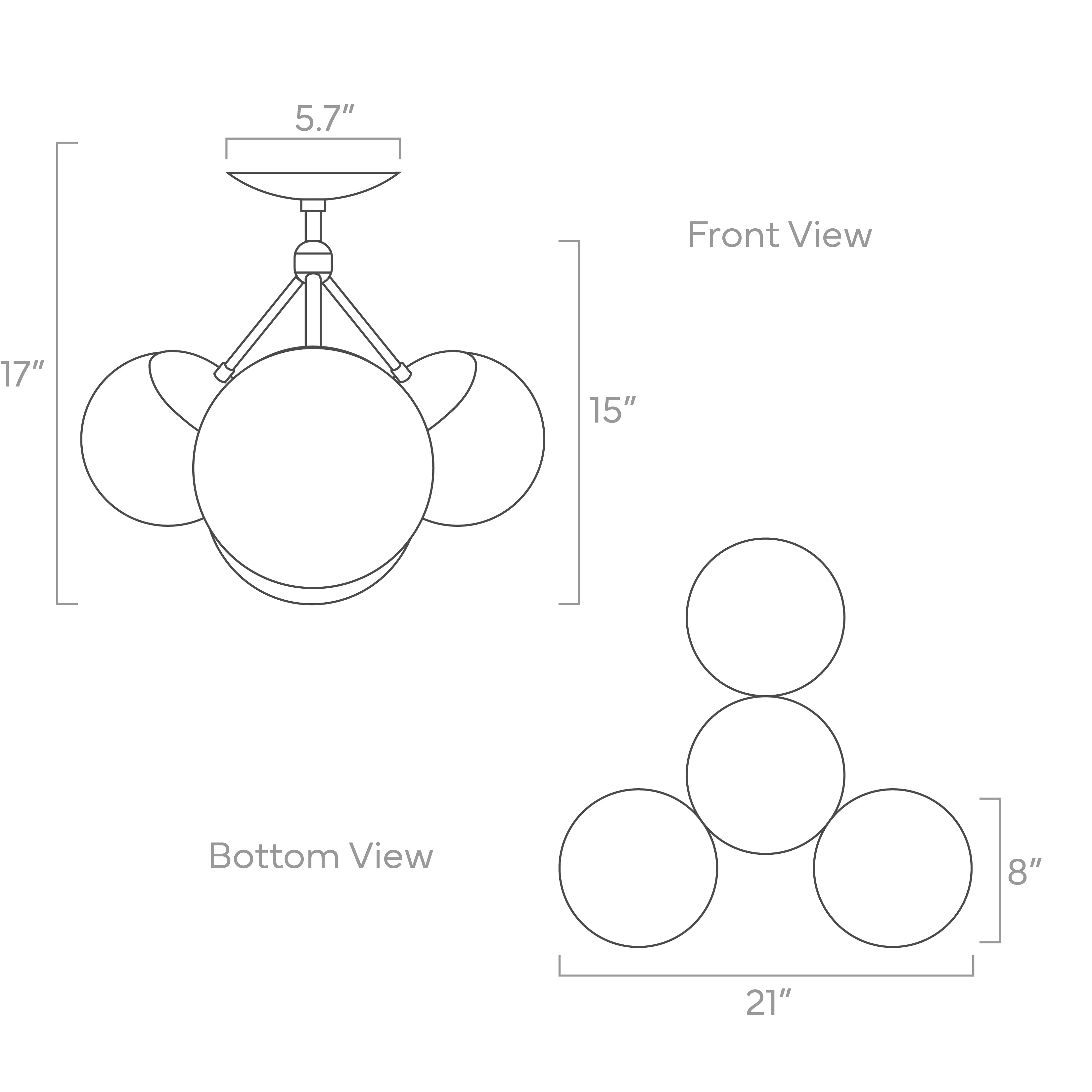 ISO drawing Tetra flush mount Dutton Brown lighting