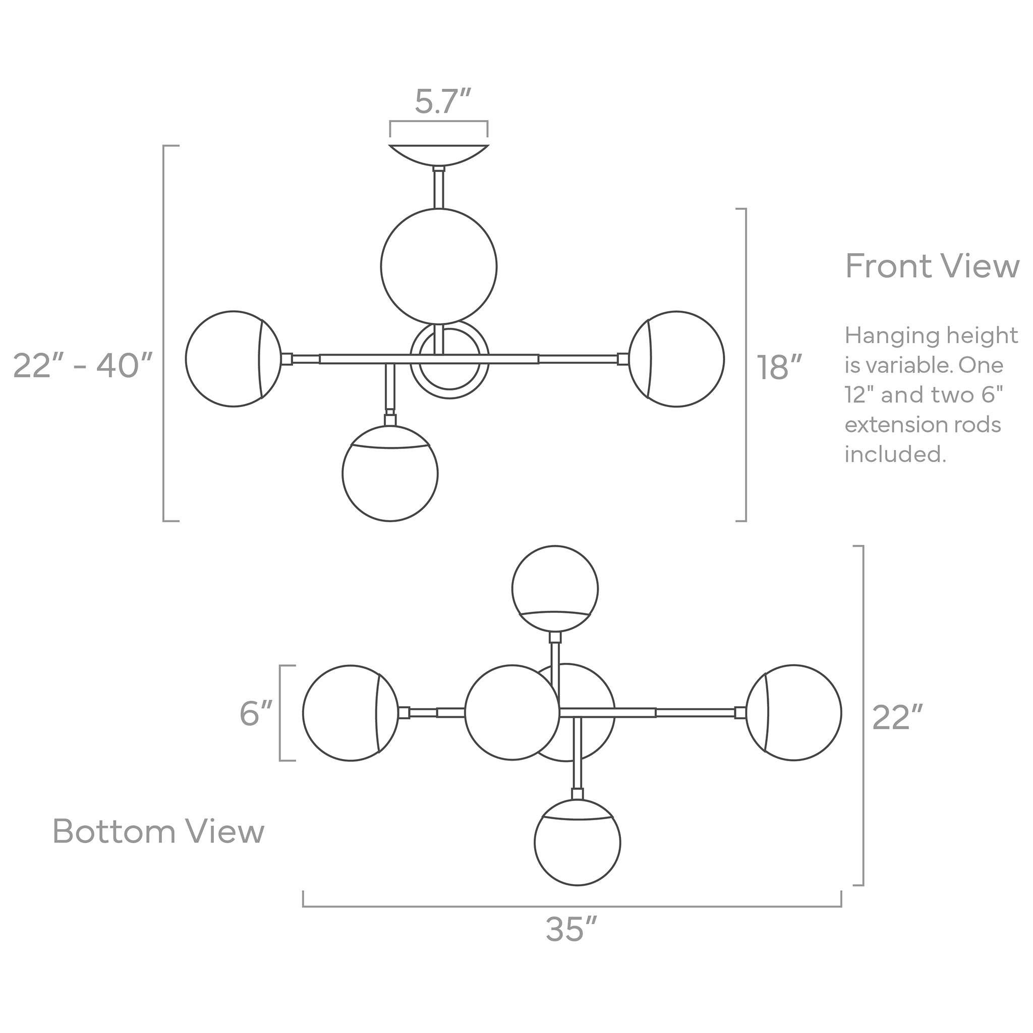 ISO drawing Prisma chandelier 35" Dutton Brown lighting