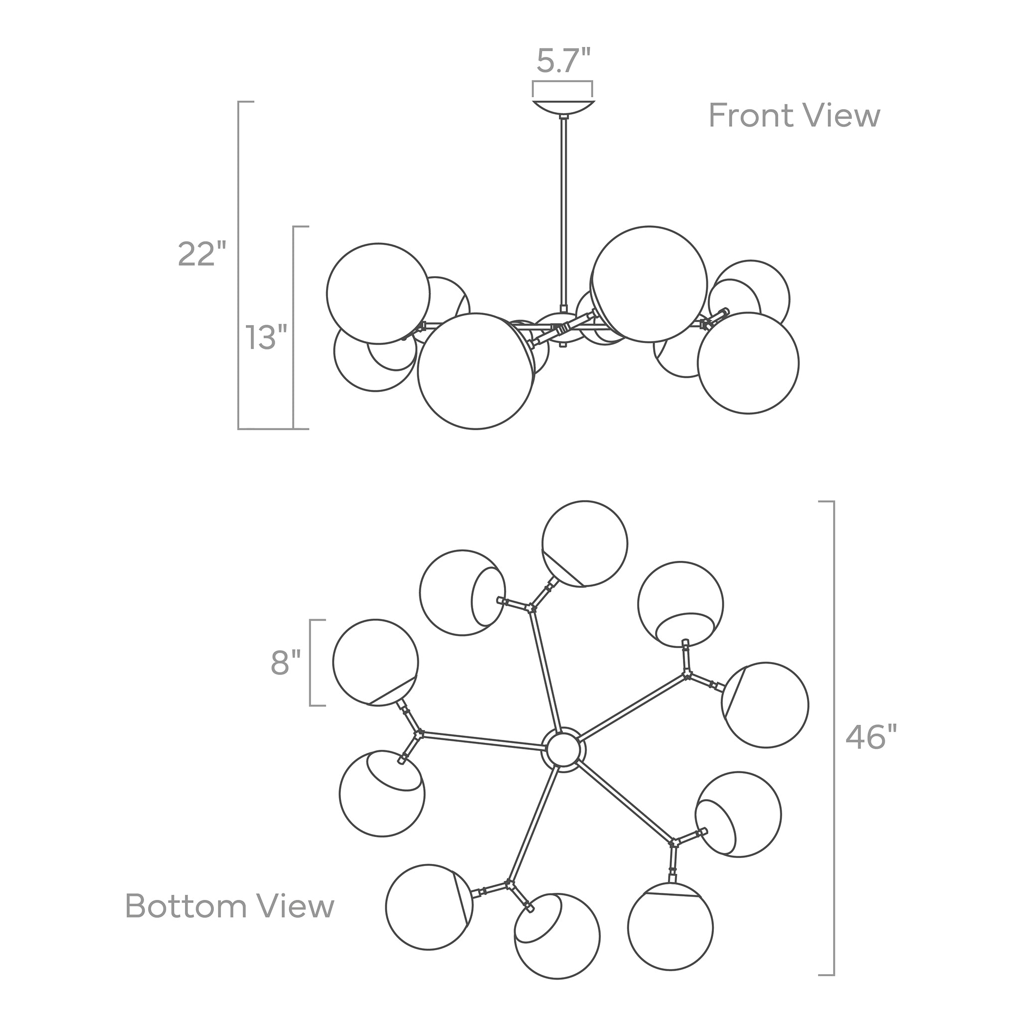 ISO drawing Crown flush mount 46" Dutton Brown lighting