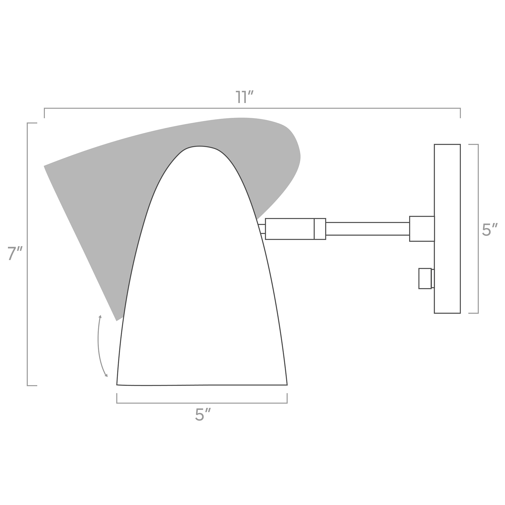 ISO drawing color Boom sconce 3" arm Dutton Brown lighting