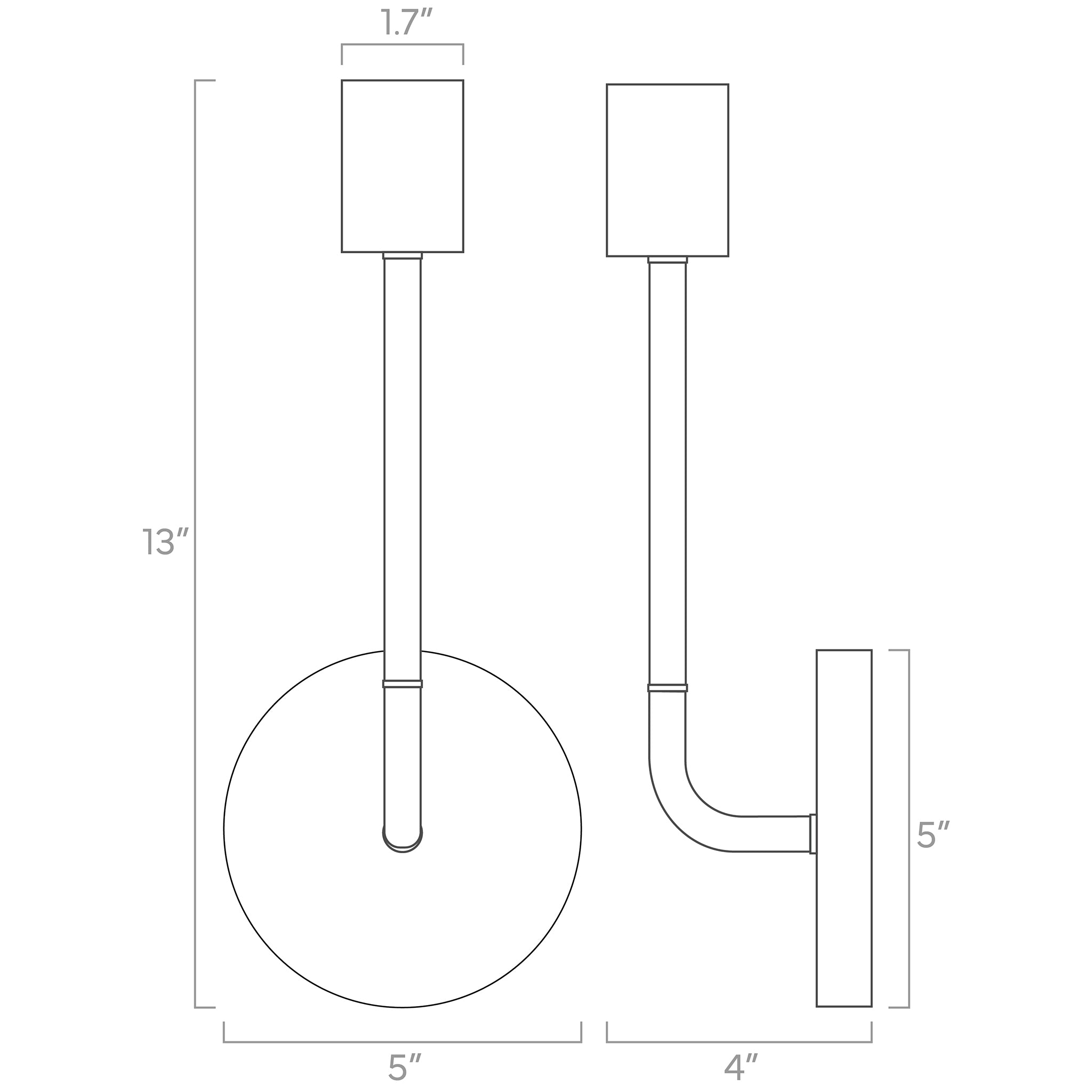 Tall Snug Sconce ISO drawing Dutton Brown lighting.