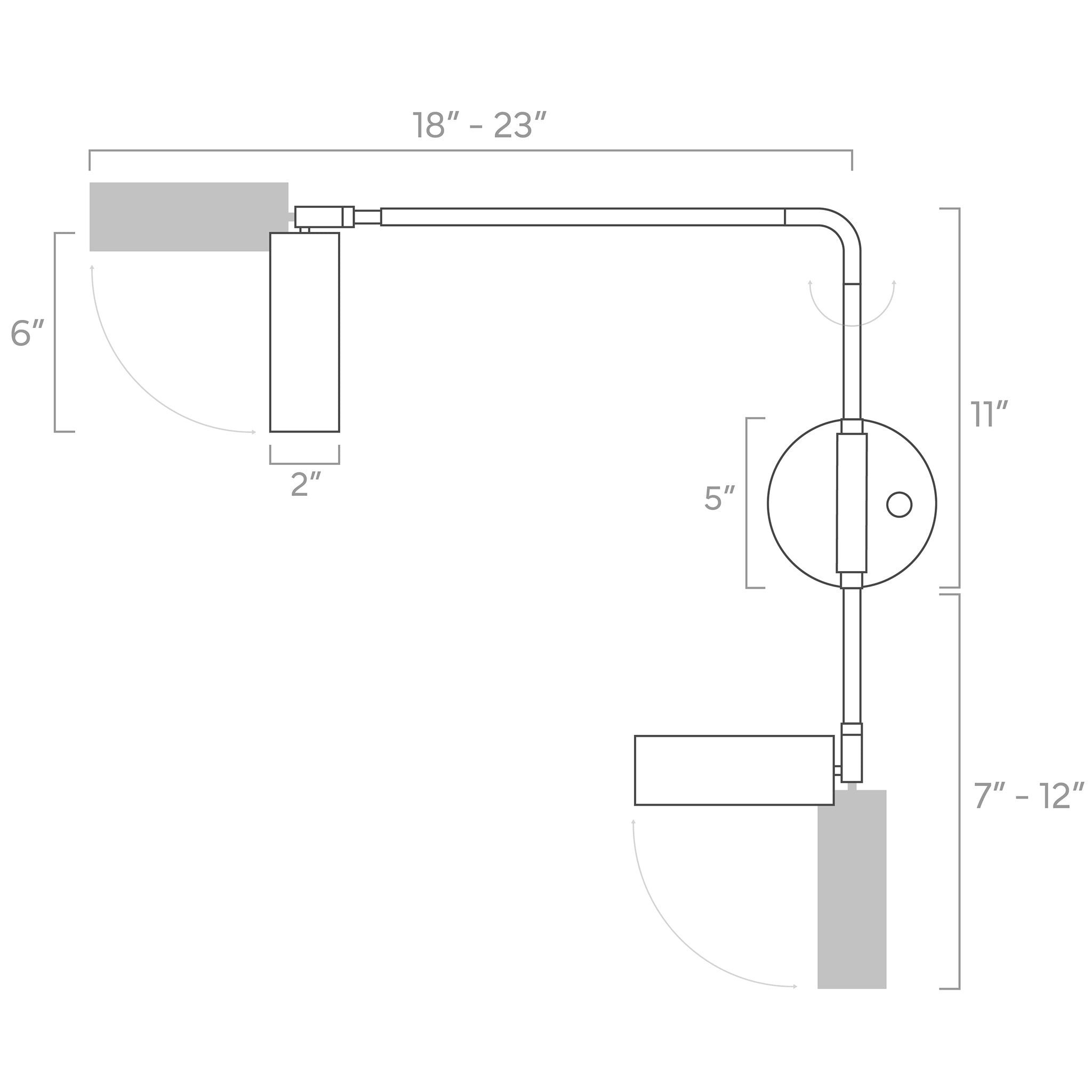 ISO drawing color Reader Double Swing Arm sconce Dutton Brown lighting