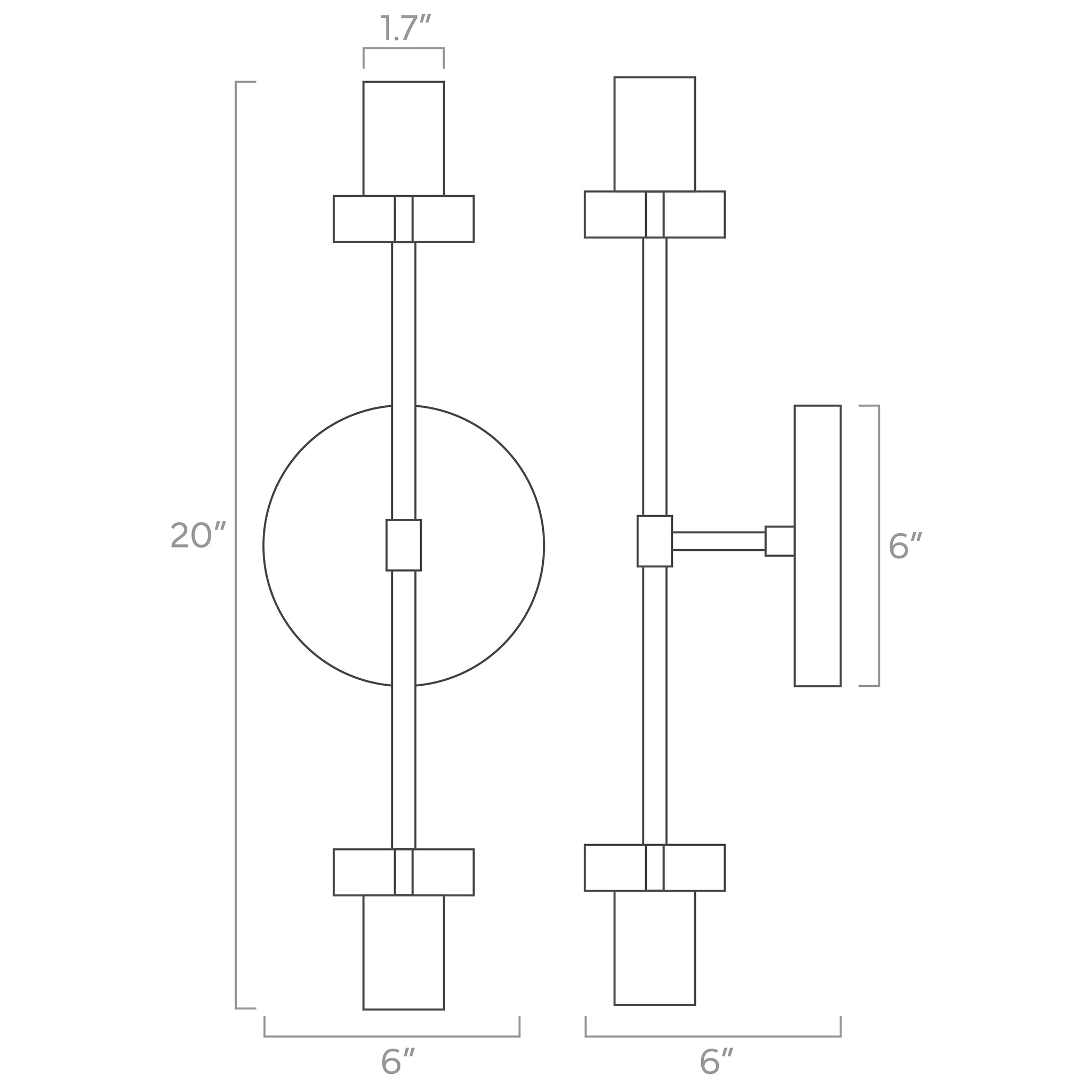 ISO drawing Bianca sconce 20" Dutton Brown lighting.