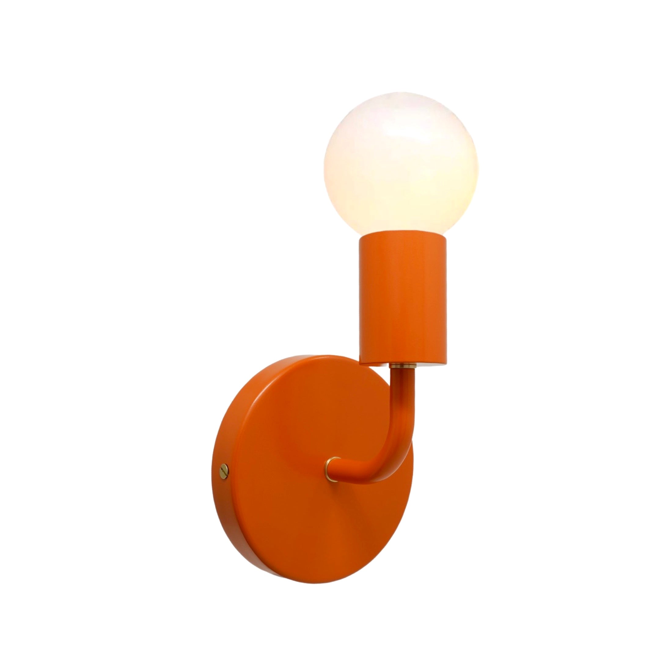 brass and orange snug wall sconce with LED G25 bulb, dutton brown lighting