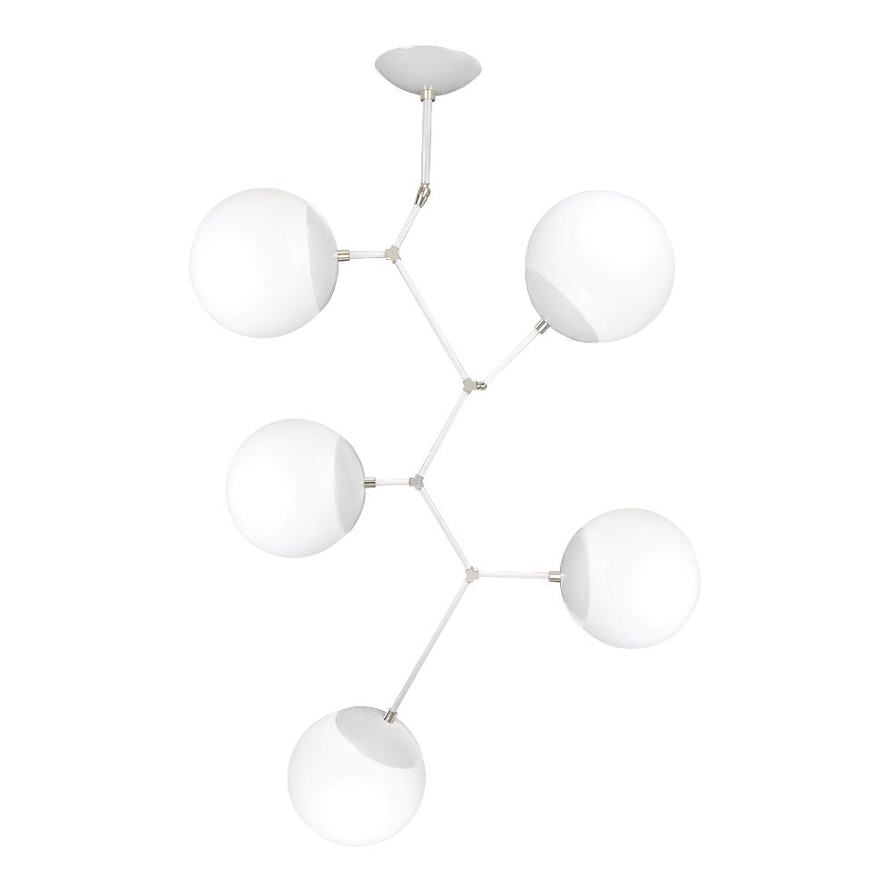 Nickel and white color Astar 5 chandelier Dutton Brown lighting