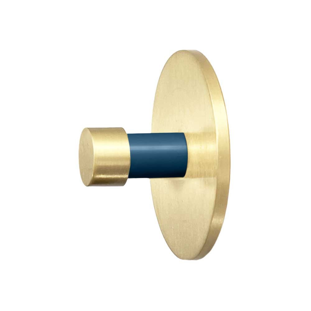 Brass and slate blue color Bae knob Dutton Brown hardware