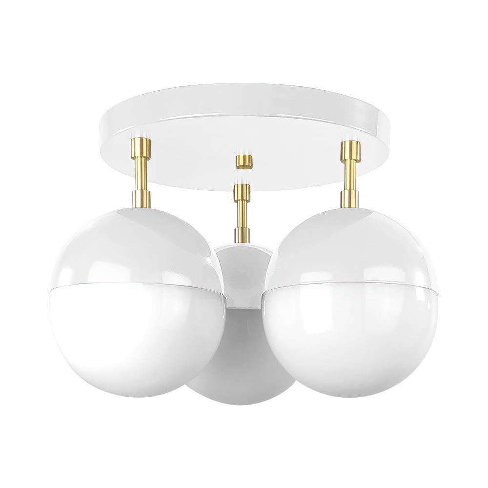 Brass and white color Ballsy flush mount Dutton Brown lighting