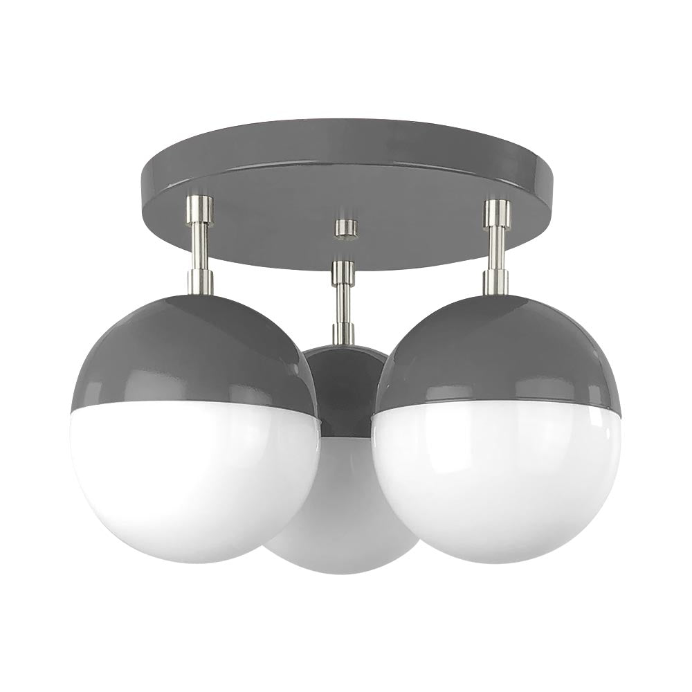 Nickel and charcoal color Ballsy flush mount Dutton Brown lighting