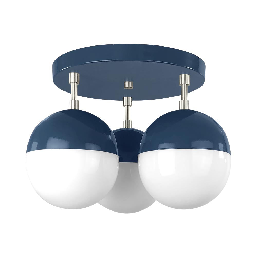 Nickel and slate blue color Ballsy flush mount Dutton Brown lighting