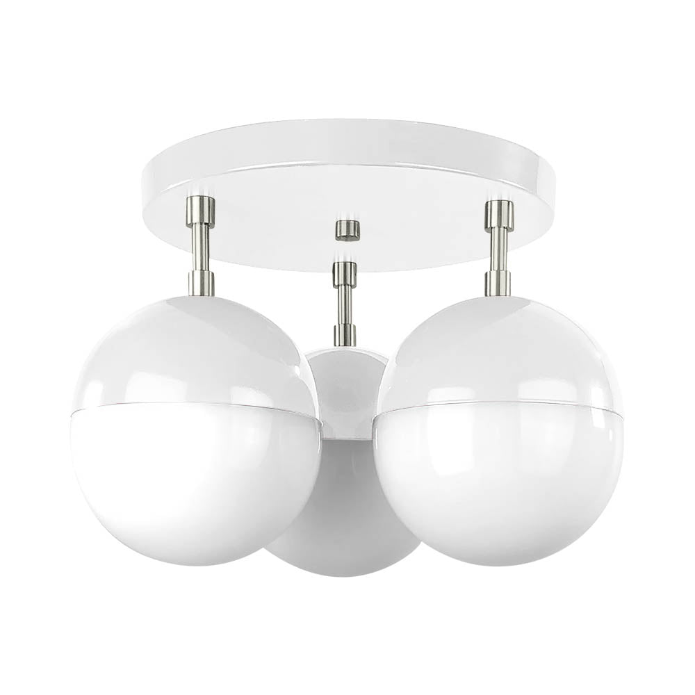Nickel and white color Ballsy flush mount Dutton Brown lighting