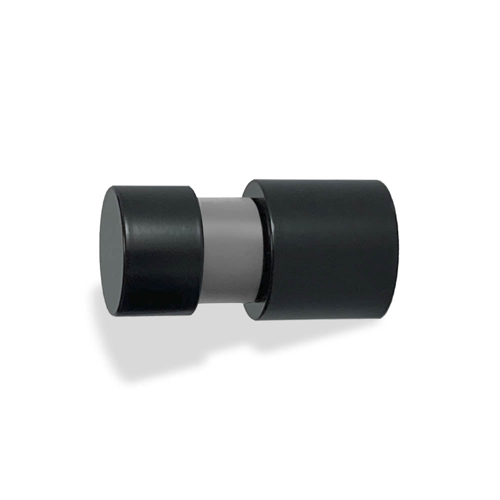 Black and charcoal color Beau knob Dutton Brown hardware