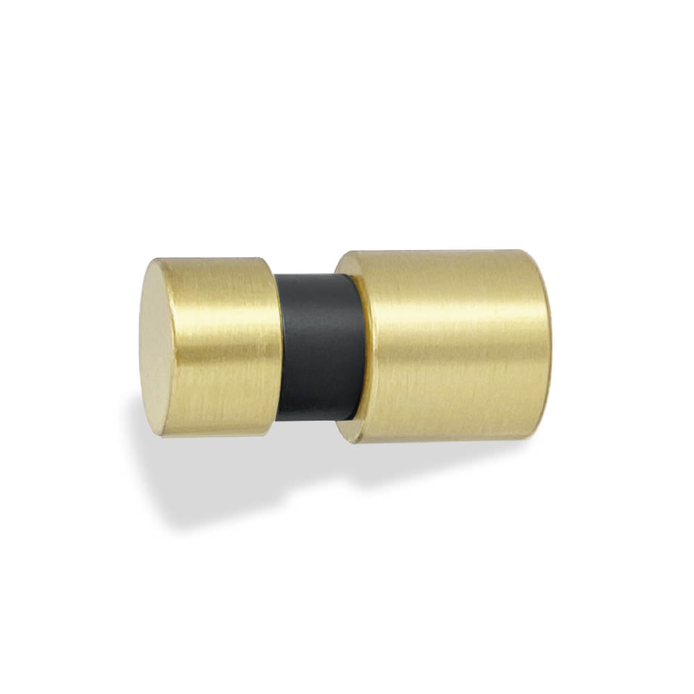 Brass and black color Beau knob Dutton Brown hardware