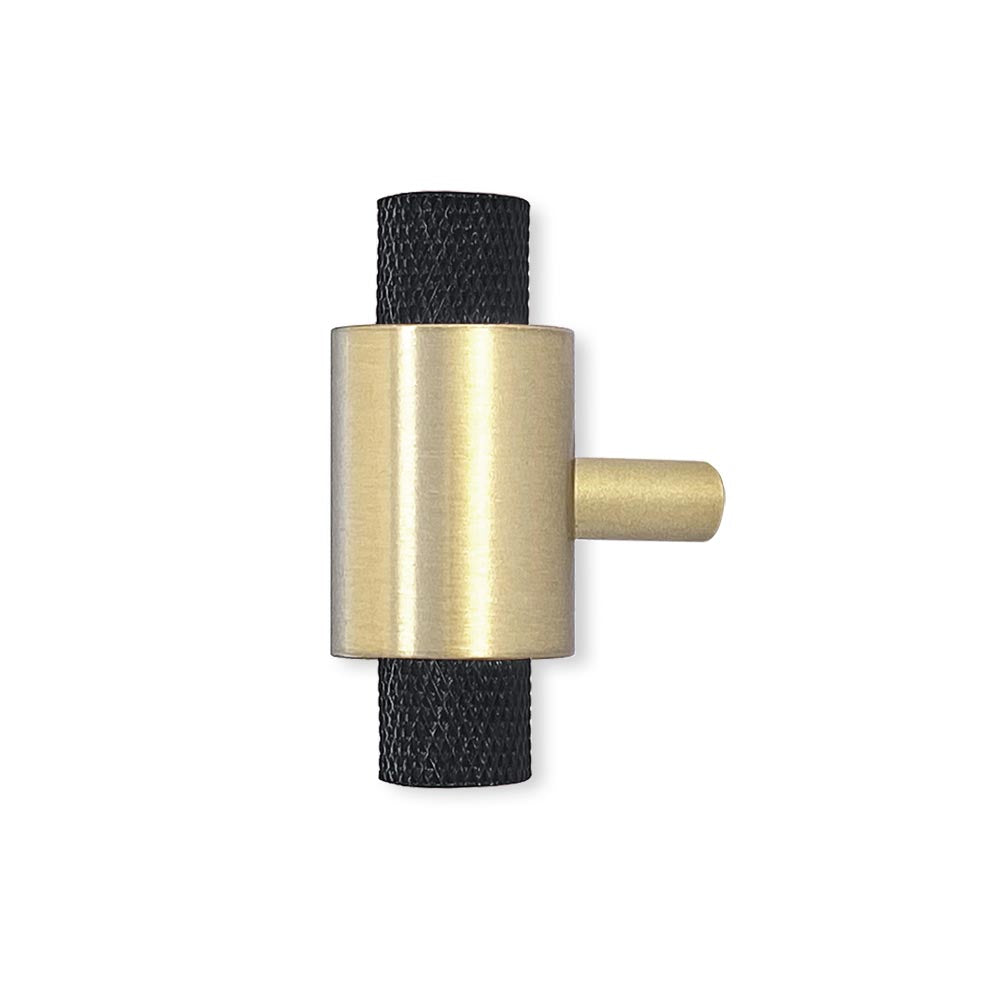 Brass and black color Tux knob Dutton Brown hardware