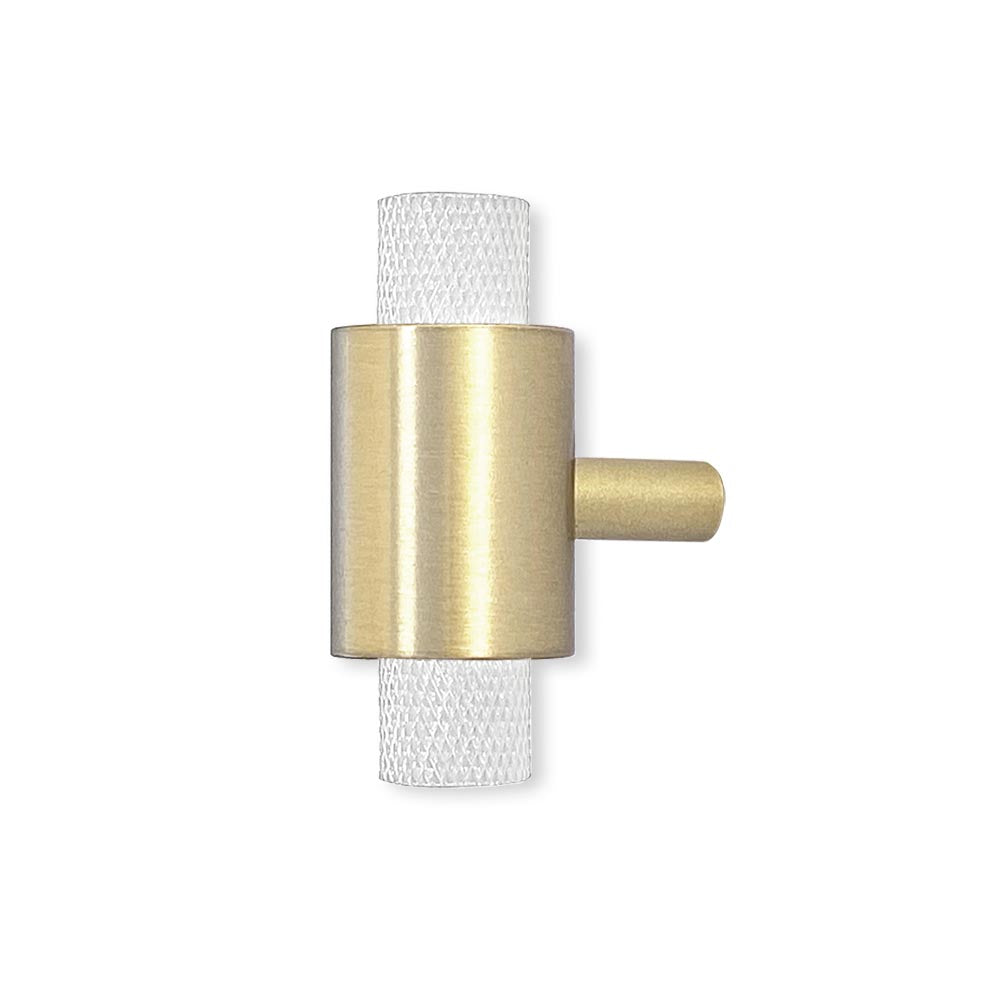 Brass and white color Tux knob Dutton Brown hardware