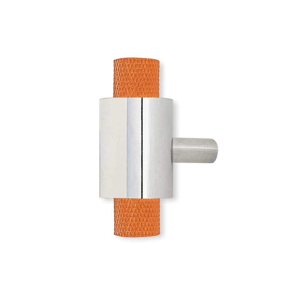 Nickel and orange color Tux knob Dutton Brown hardware