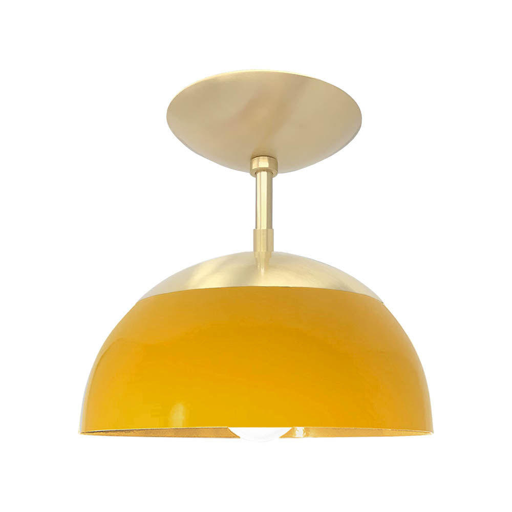 Brass and ochre color Cadbury flush mount 10" Dutton Brown lighting