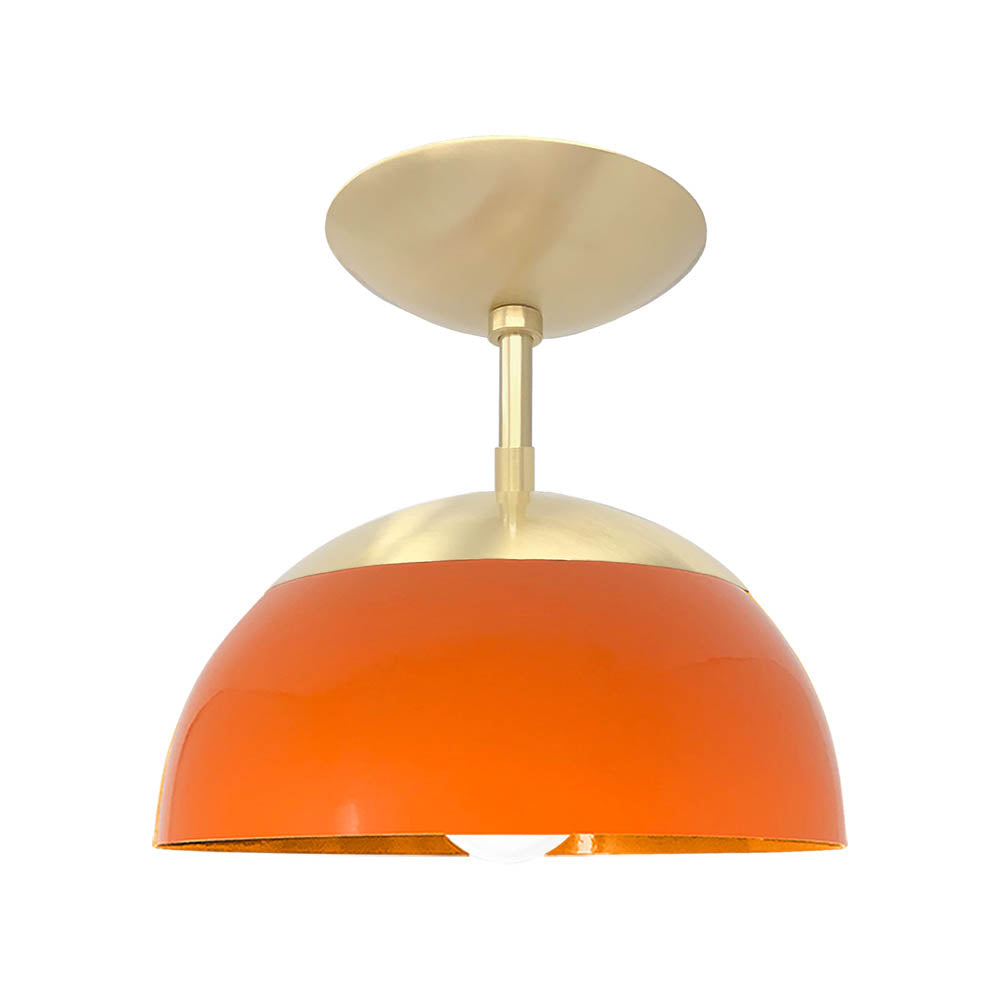 Brass and orange color Cadbury flush mount 10" Dutton Brown lighting