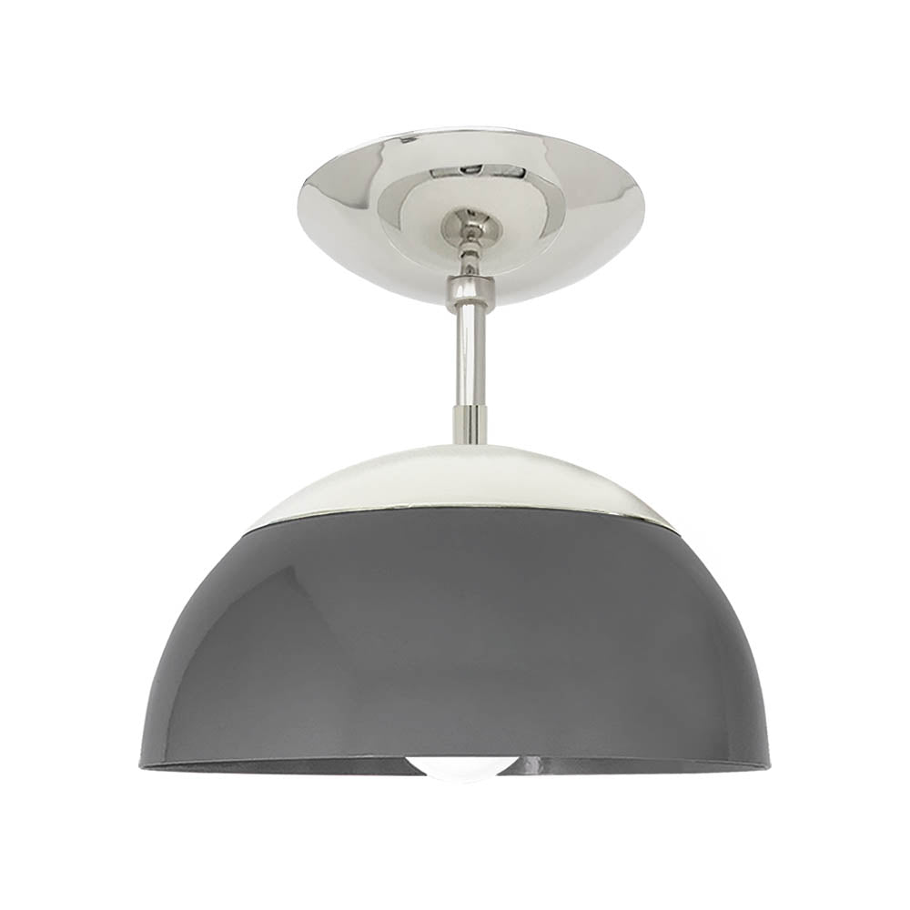 Nickel and charcoal color Cadbury flush mount 10" Dutton Brown lighting