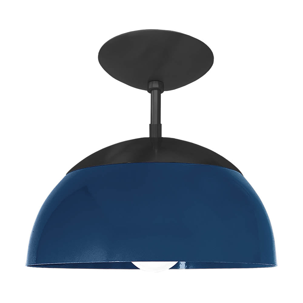 Black and cobalt color Cadbury flush mount 12" Dutton Brown lighting