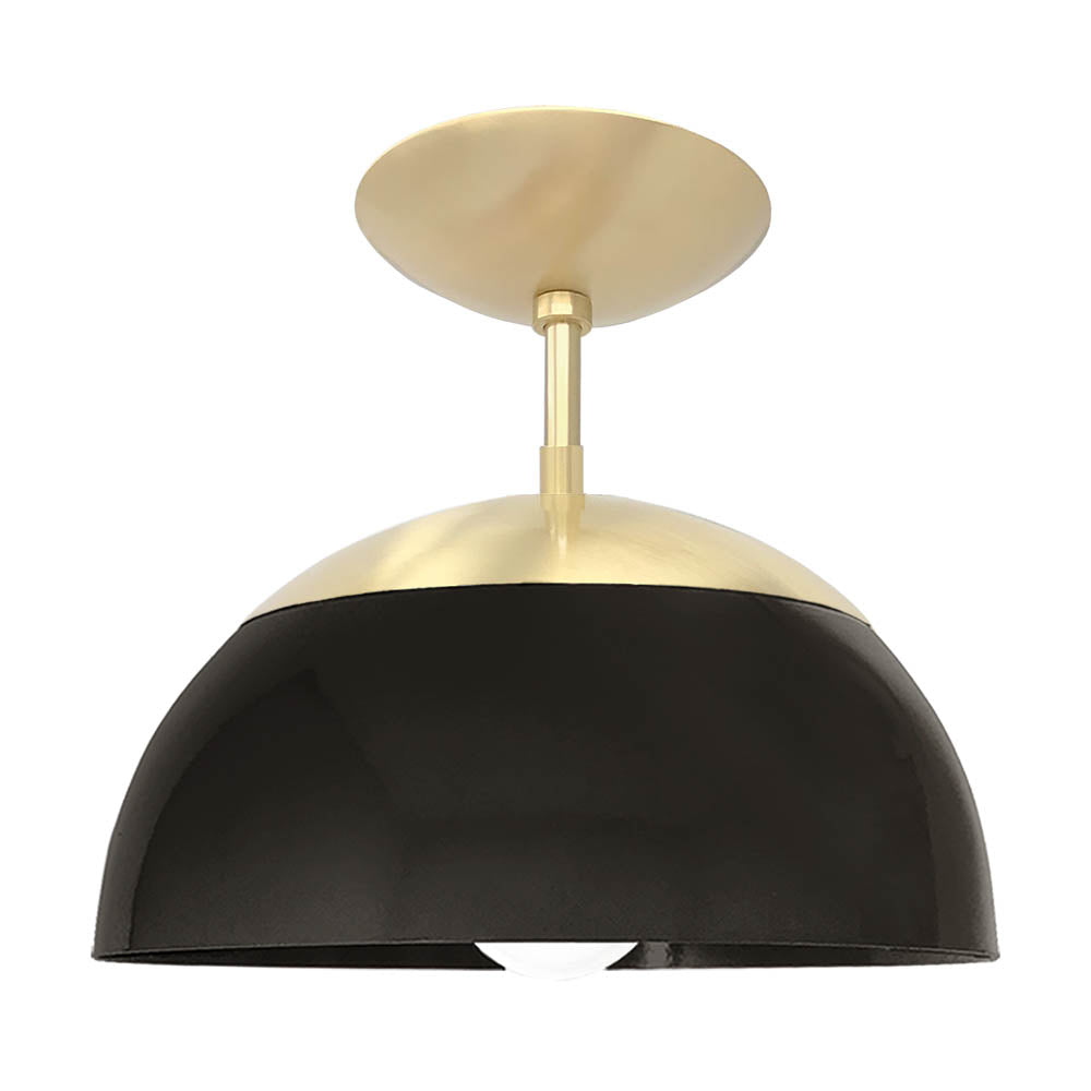Brass and black color Cadbury flush mount 12" Dutton Brown lighting