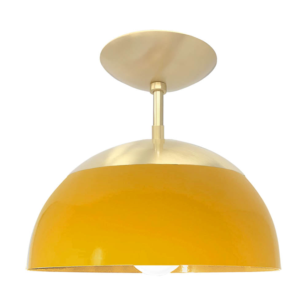 Brass and ochre color Cadbury flush mount 12" Dutton Brown lighting